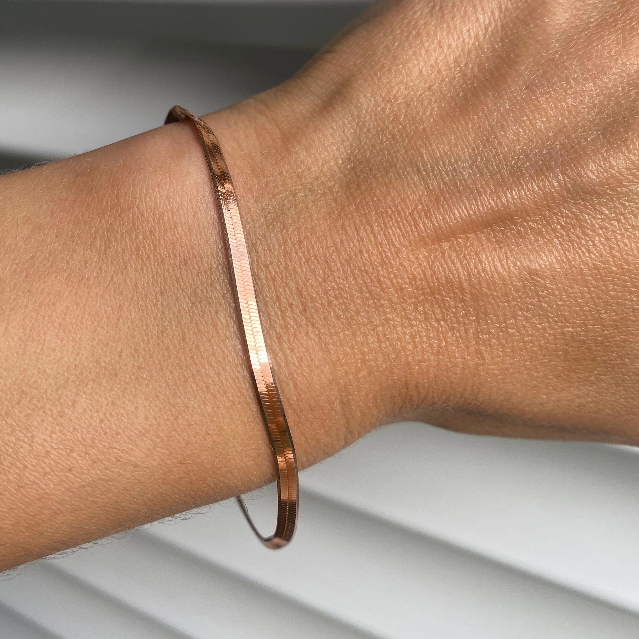 Plain Metal Wristlet - Herringbone Bracelet - Image 8