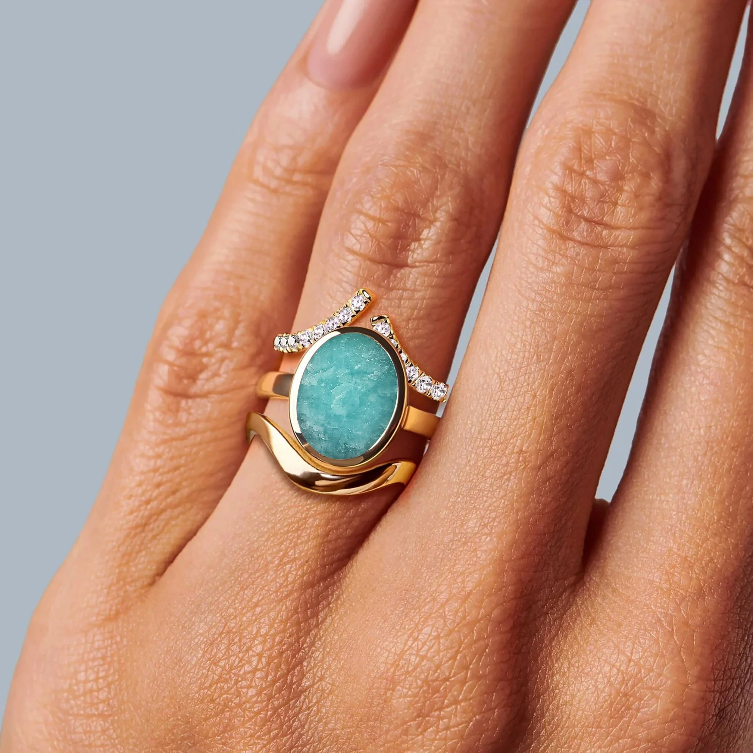 Enfolded Amazonite Ring - Infinite Ring & Waves Band - Image 14