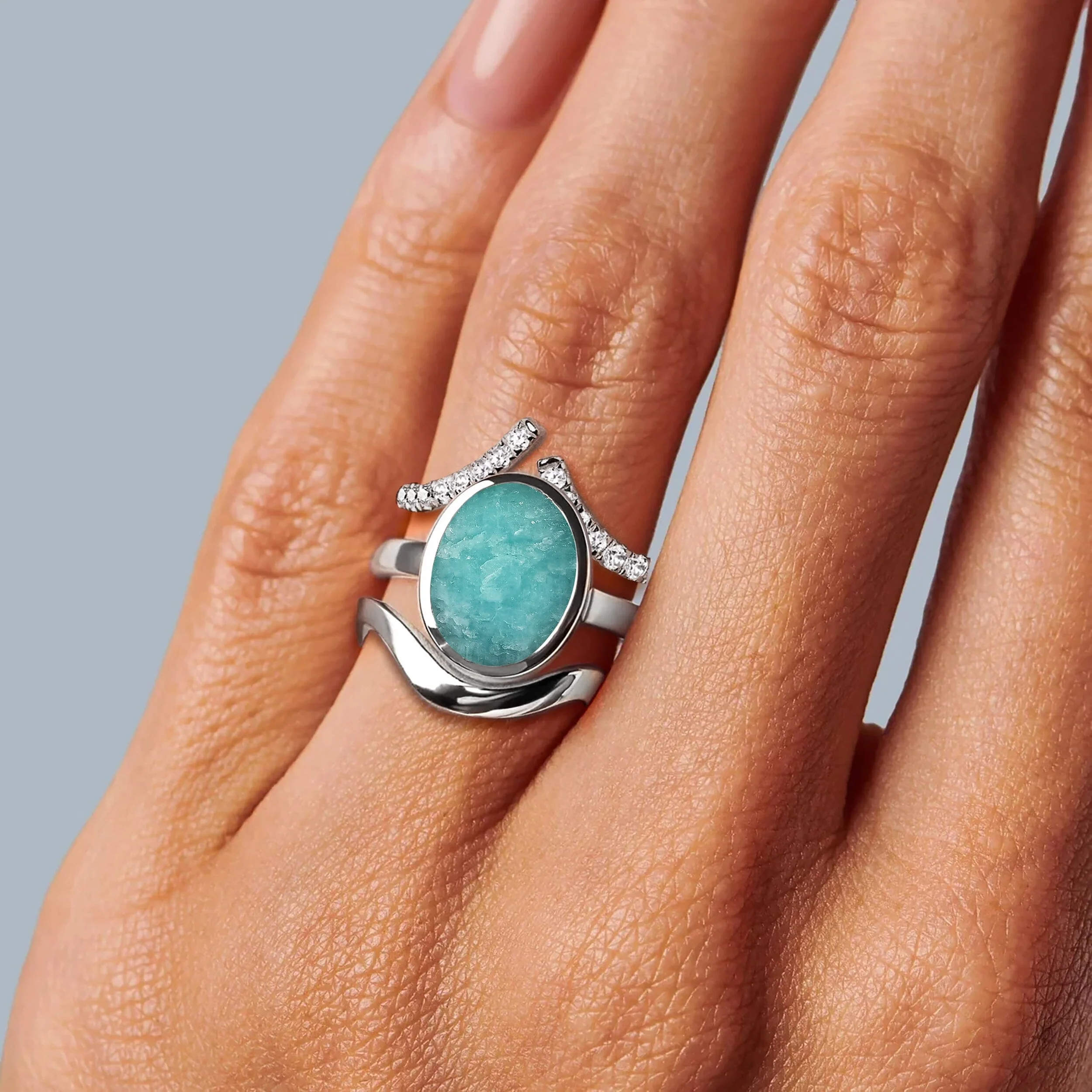 Enfolded Amazonite Ring - Infinite Ring & Waves Band - Image 2