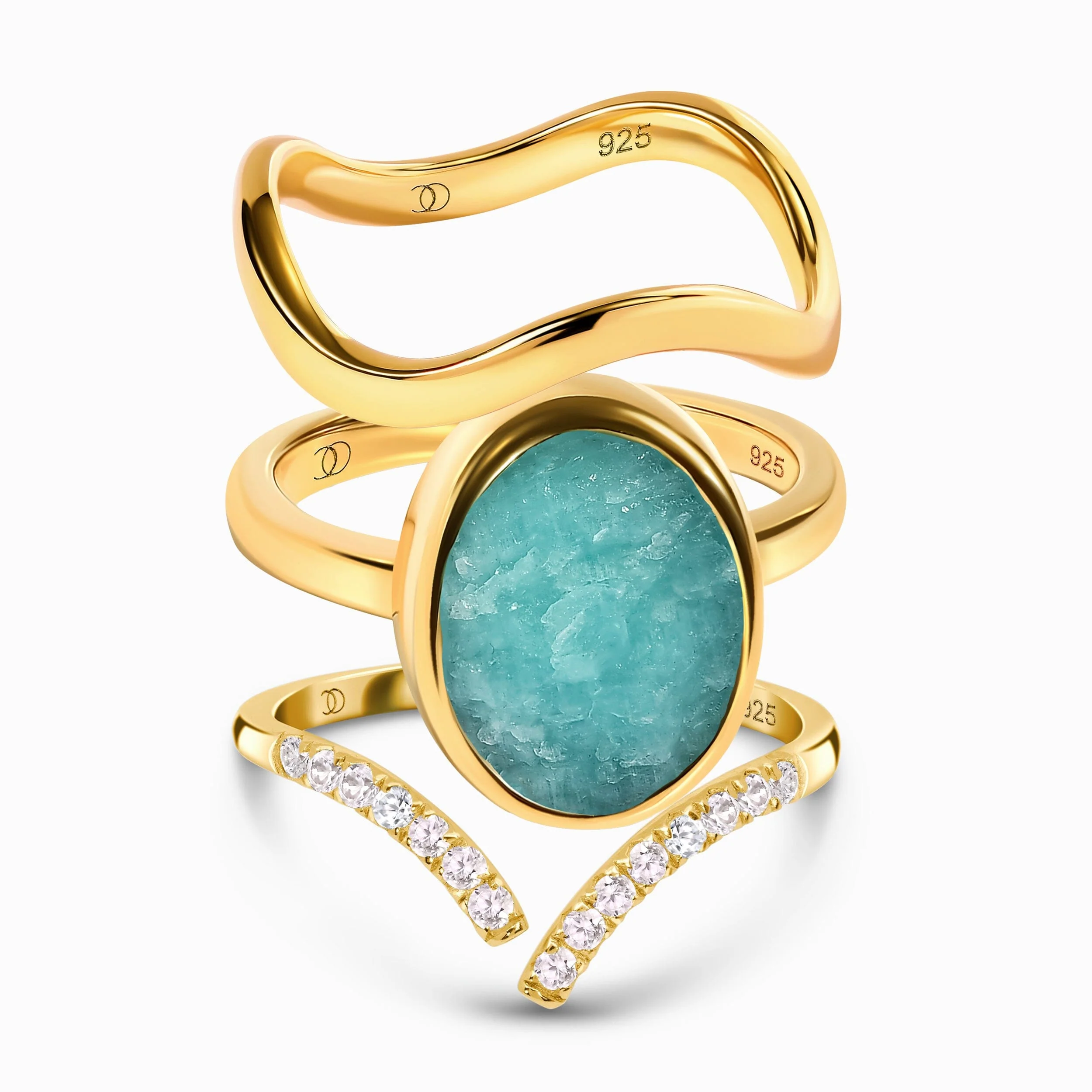 Enfolded Amazonite Ring - Infinite Ring & Waves Band - Image 3