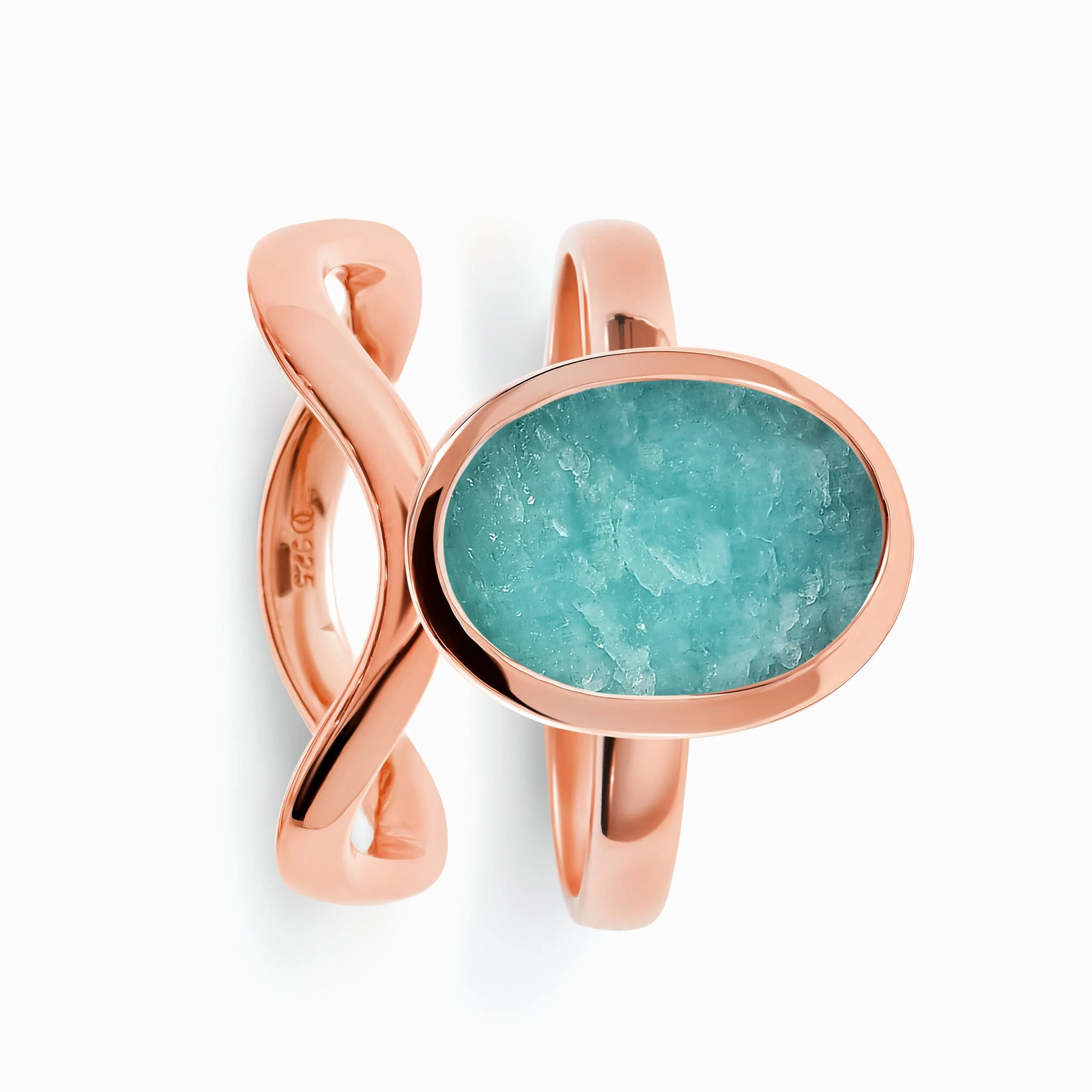 Enfolded Amazonite Ring & Waves Band - Image 4