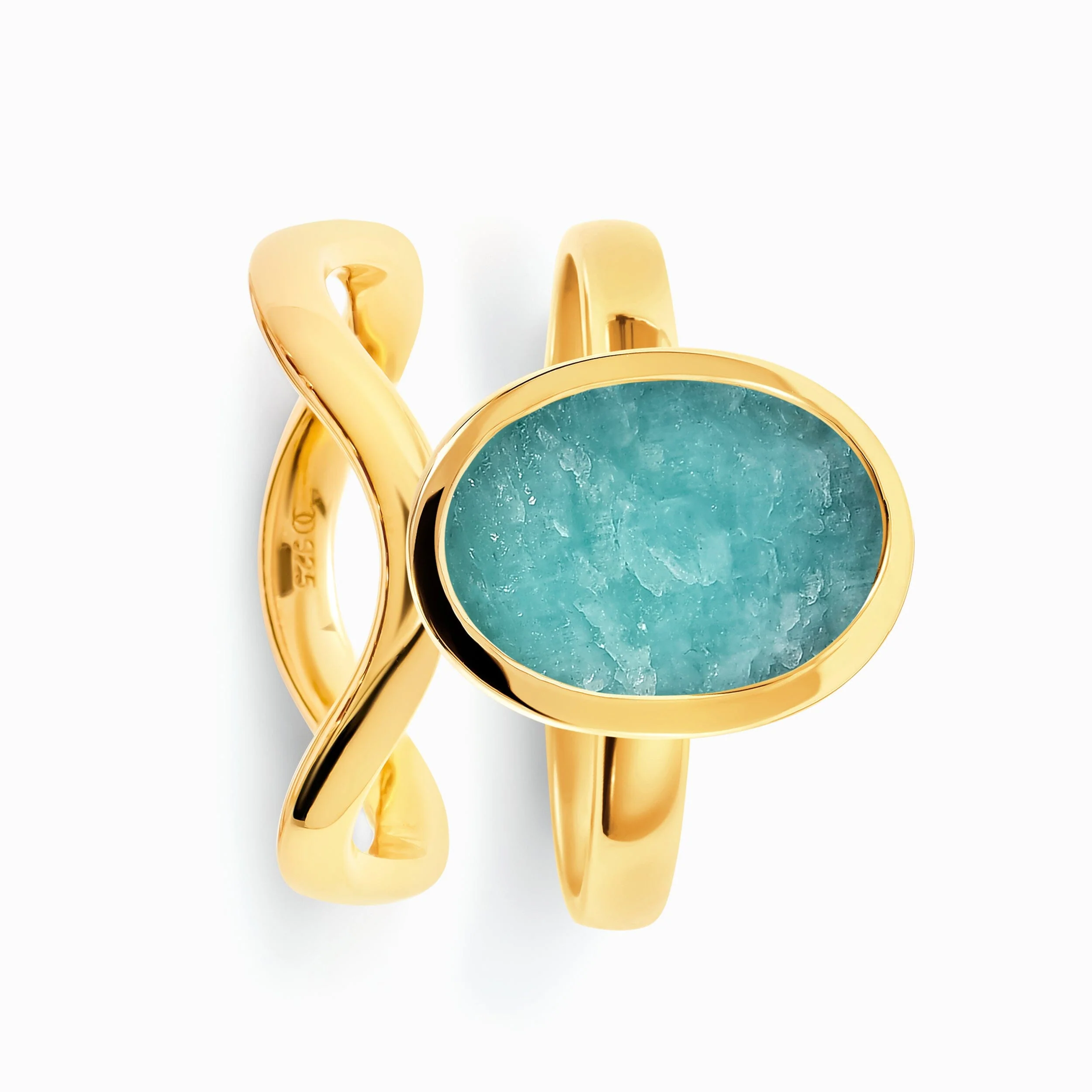 Enfolded Amazonite Ring & Waves Band - Image 7