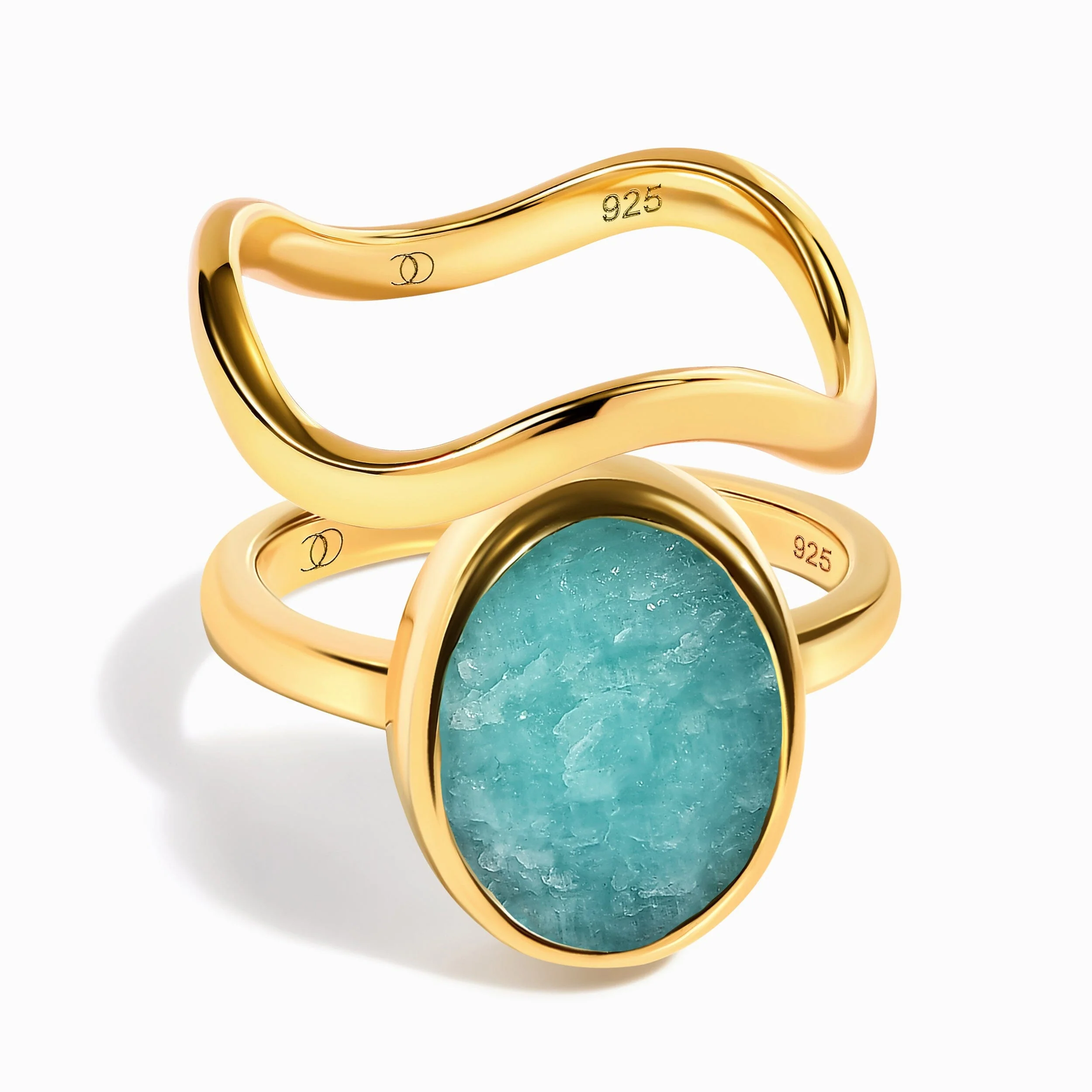 Enfolded Amazonite Ring & Waves Band - Image 9