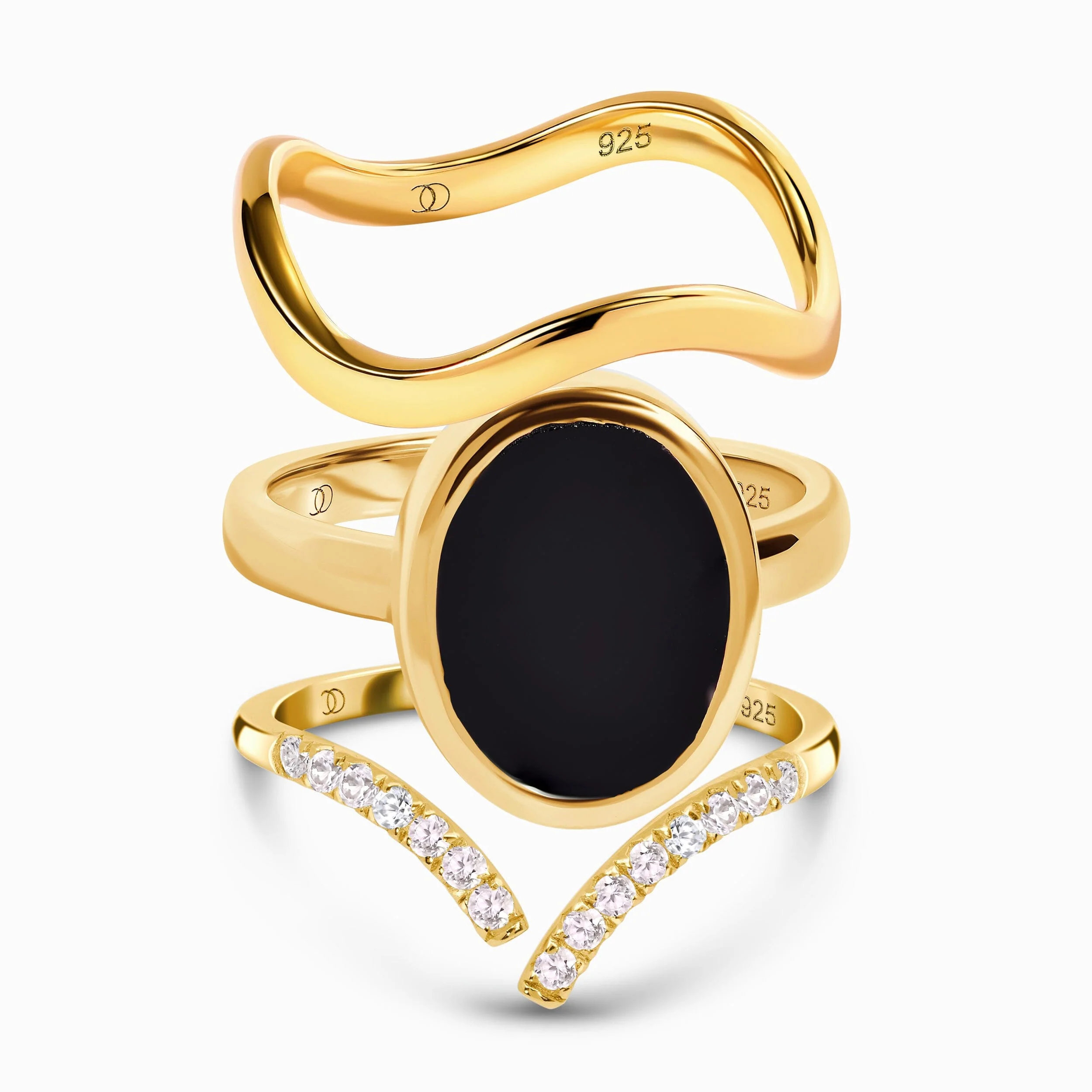 Enfolded Black Onyx Ring - Infinite Ring & Waves Band - Image 3