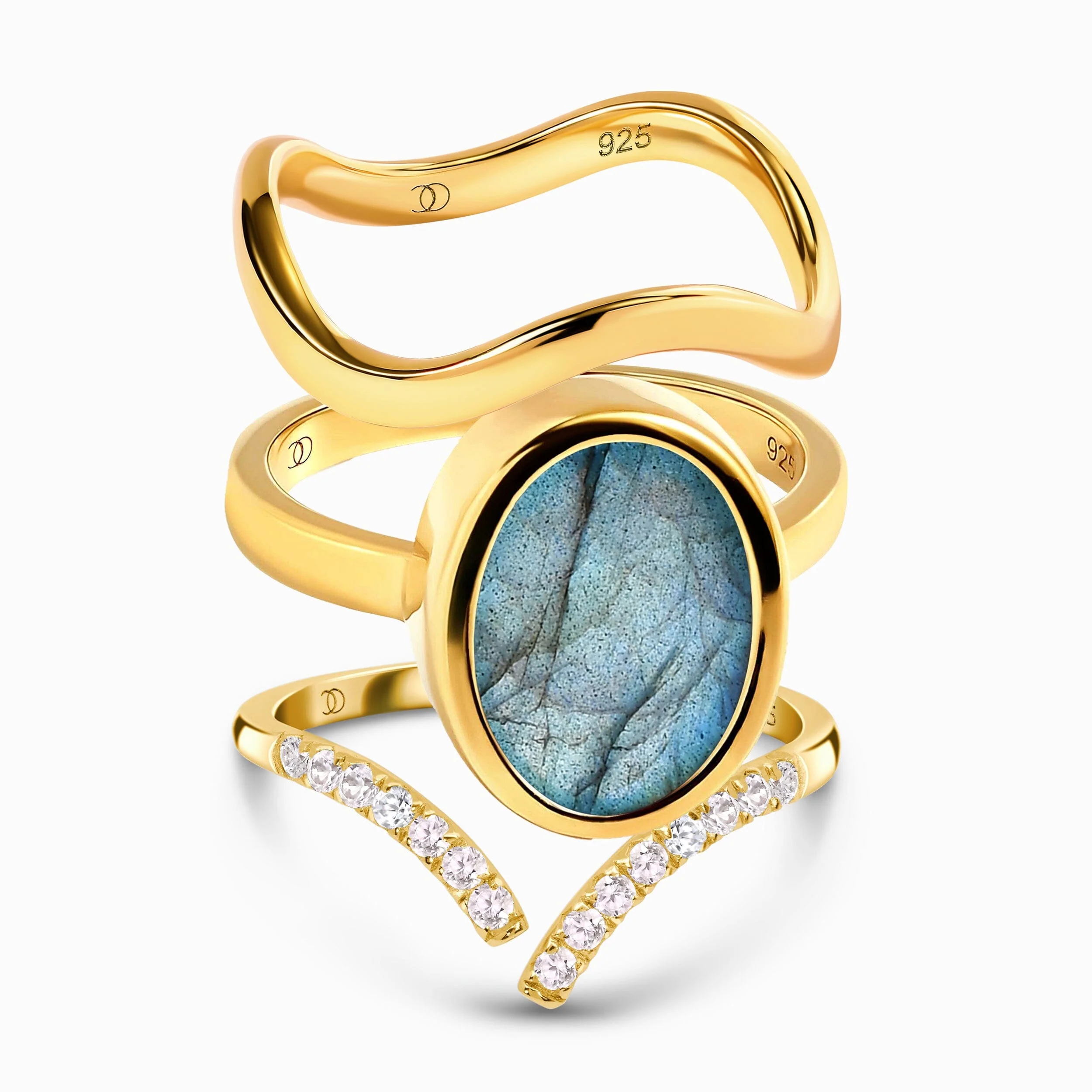 Enfolded Labradorite Ring - Infinite Ring & Waves Band - Image 3