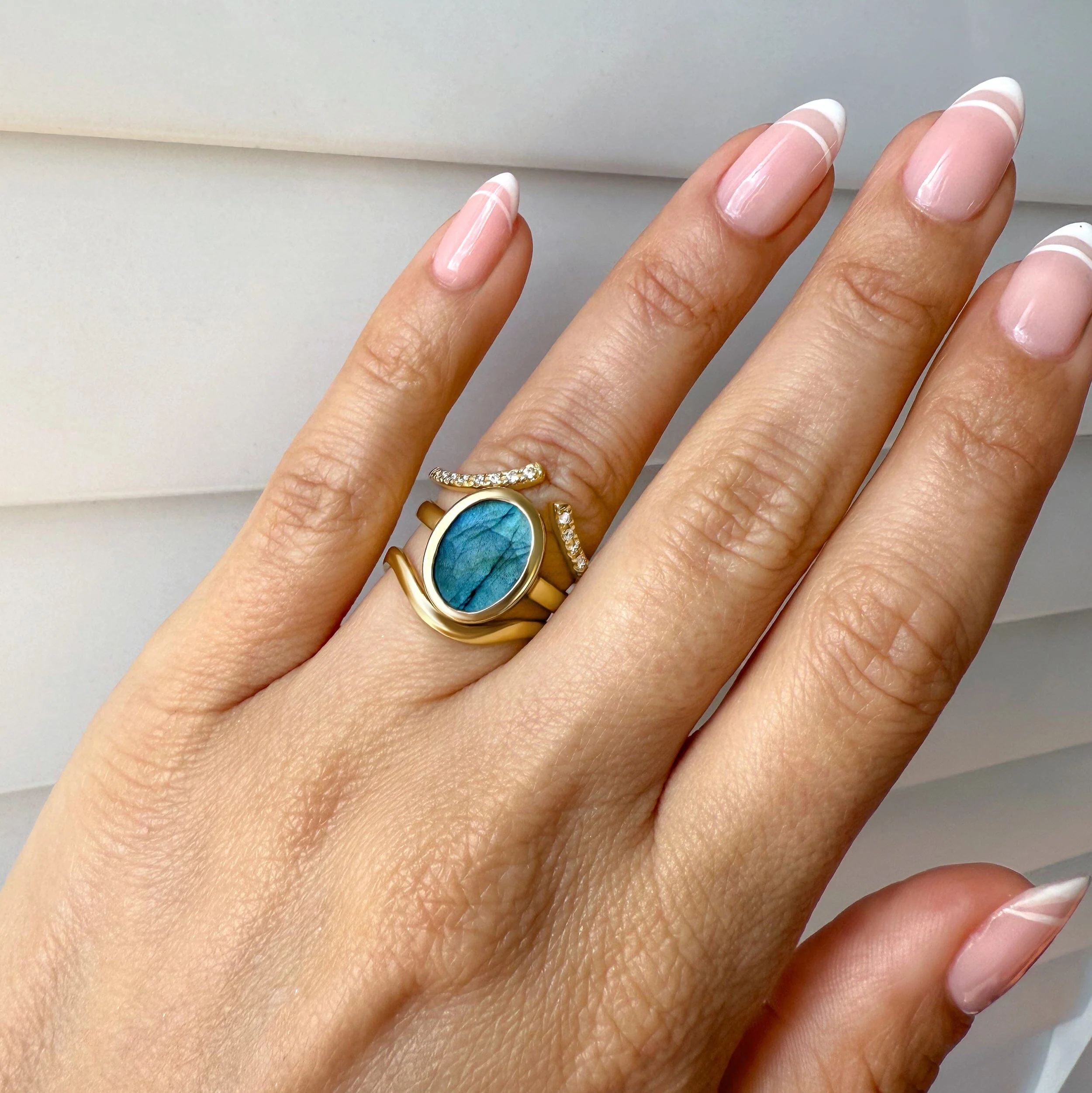Enfolded Labradorite Ring - Infinite Ring & Waves Band - Image 4