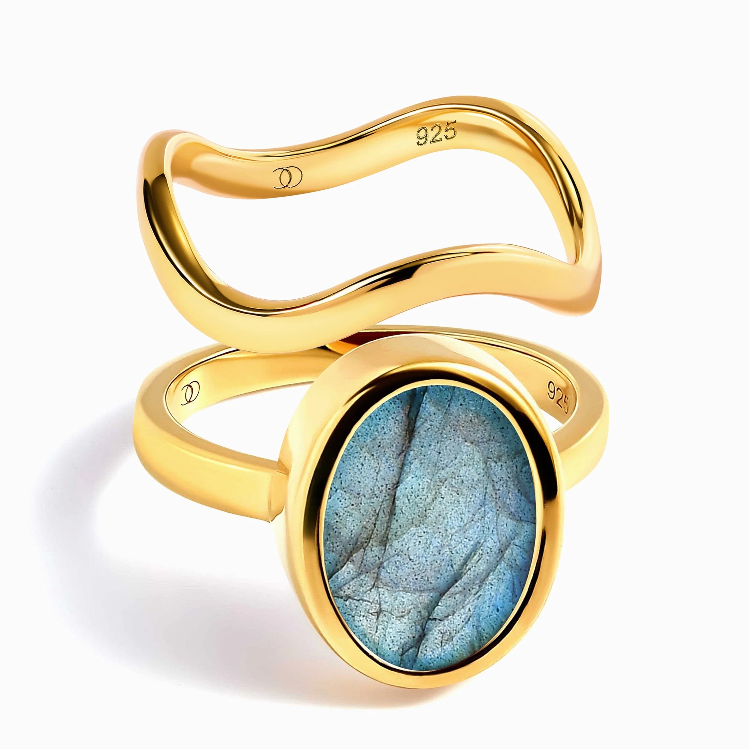 Enfolded Labradorite Ring & Waves Band - Image 3