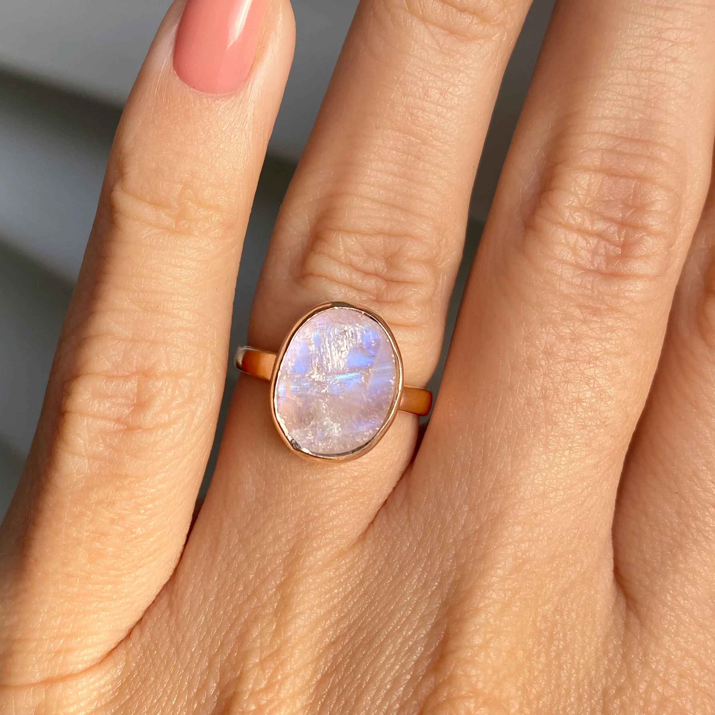 Raw Crystal Ring - Enfolded Moonstone - Image 4