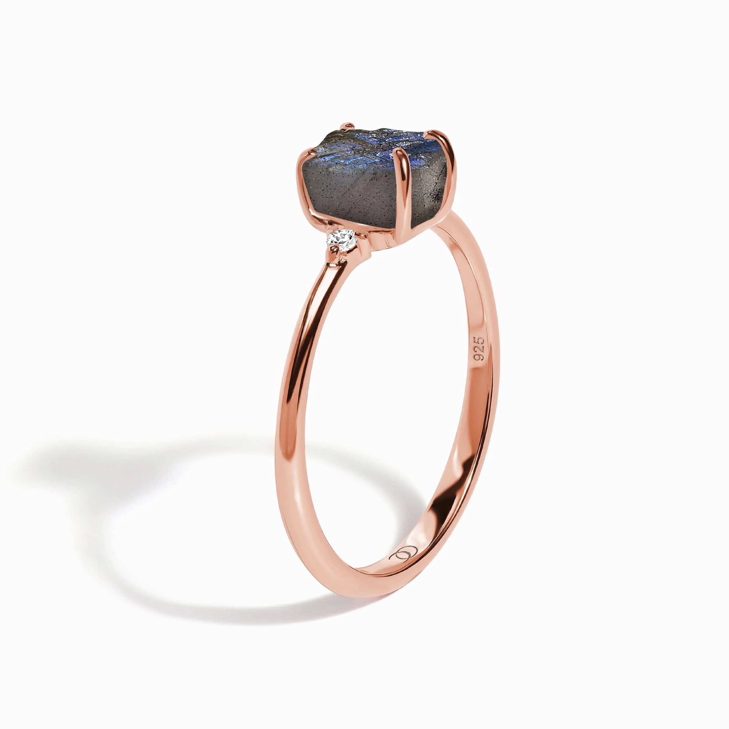 Fine Labradorite Lab Diamond Ring - Petite Raw Allure - Image 12