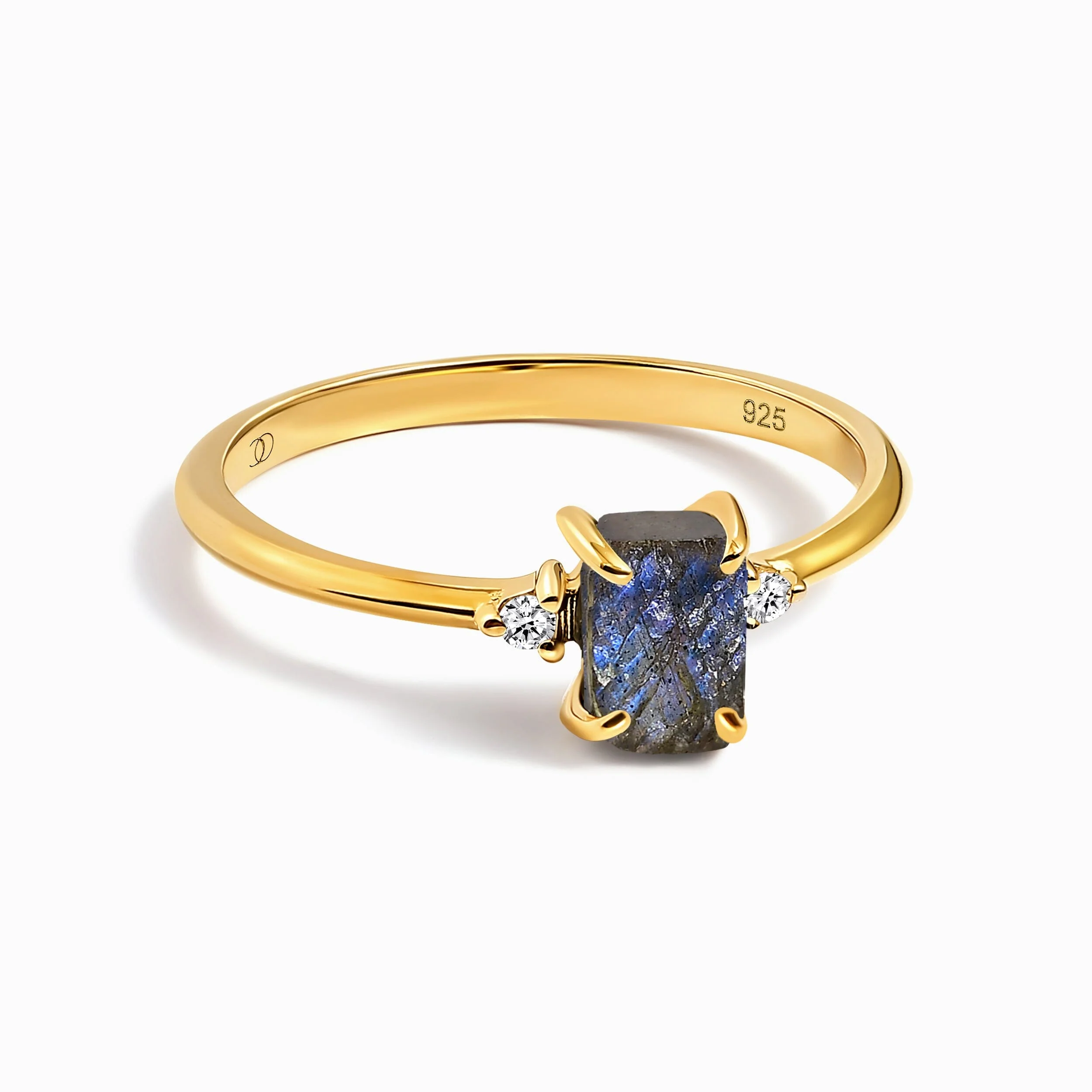 Fine Labradorite Lab Diamond Ring - Petite Raw Allure - Image 5