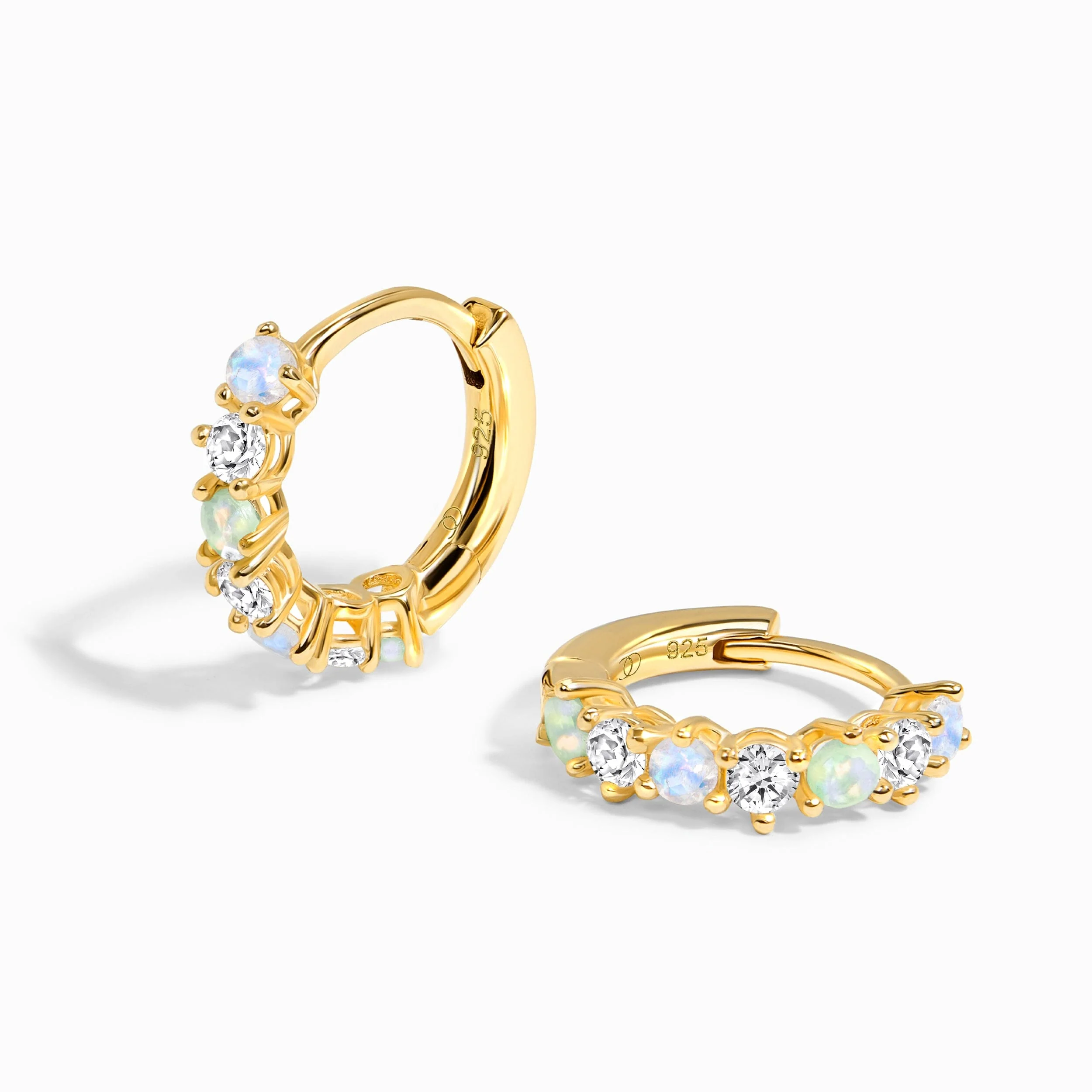 Fine Moonstone Lab Diamond Earrings - Bonny Hoops - Image 3