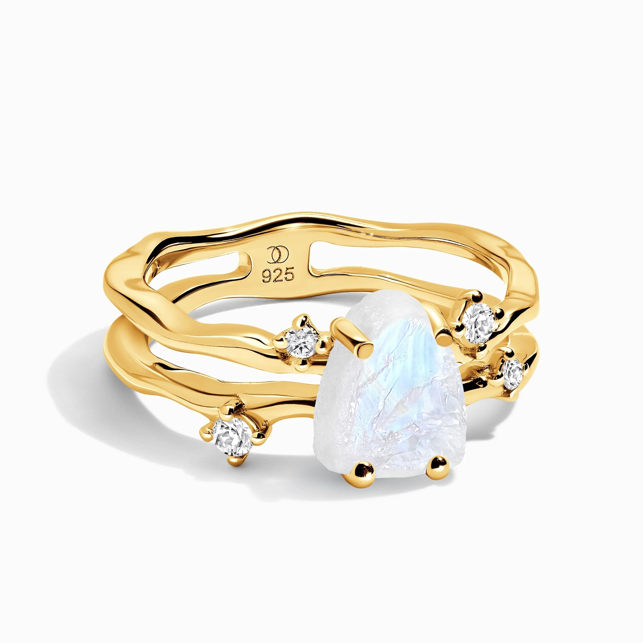 Fine Moonstone Lab Diamond Ring - Flow - Image 3