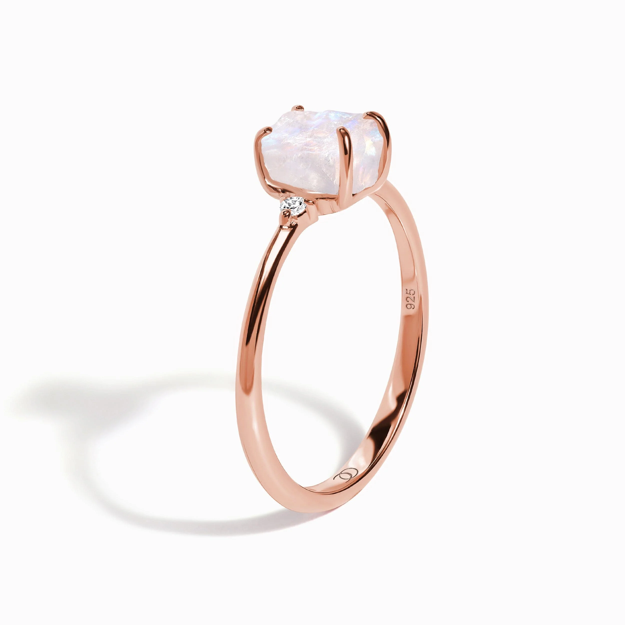 Fine Moonstone Lab Diamond Ring - Petite Raw Allure - Image 10