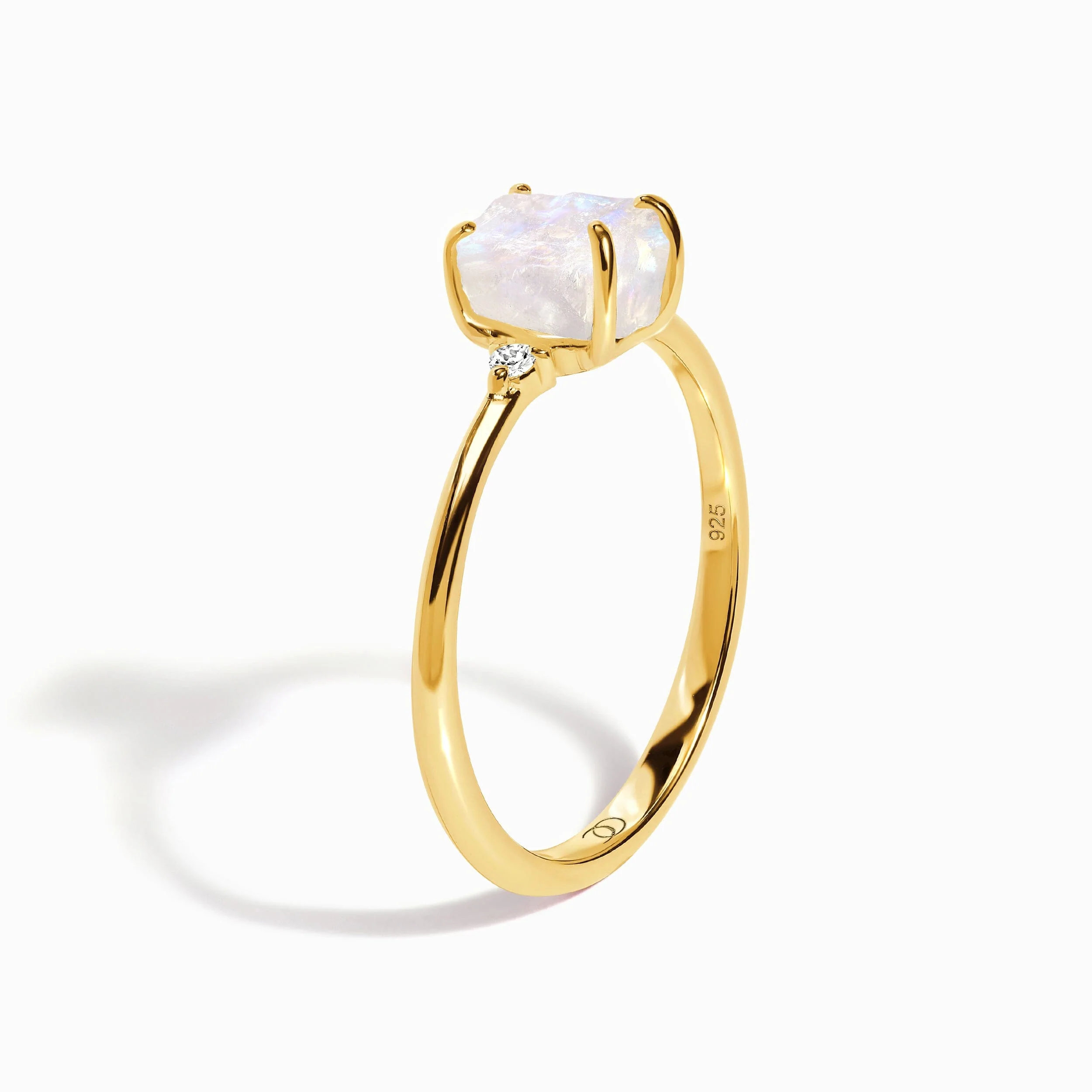 Fine Moonstone Lab Diamond Ring - Petite Raw Allure - Image 11