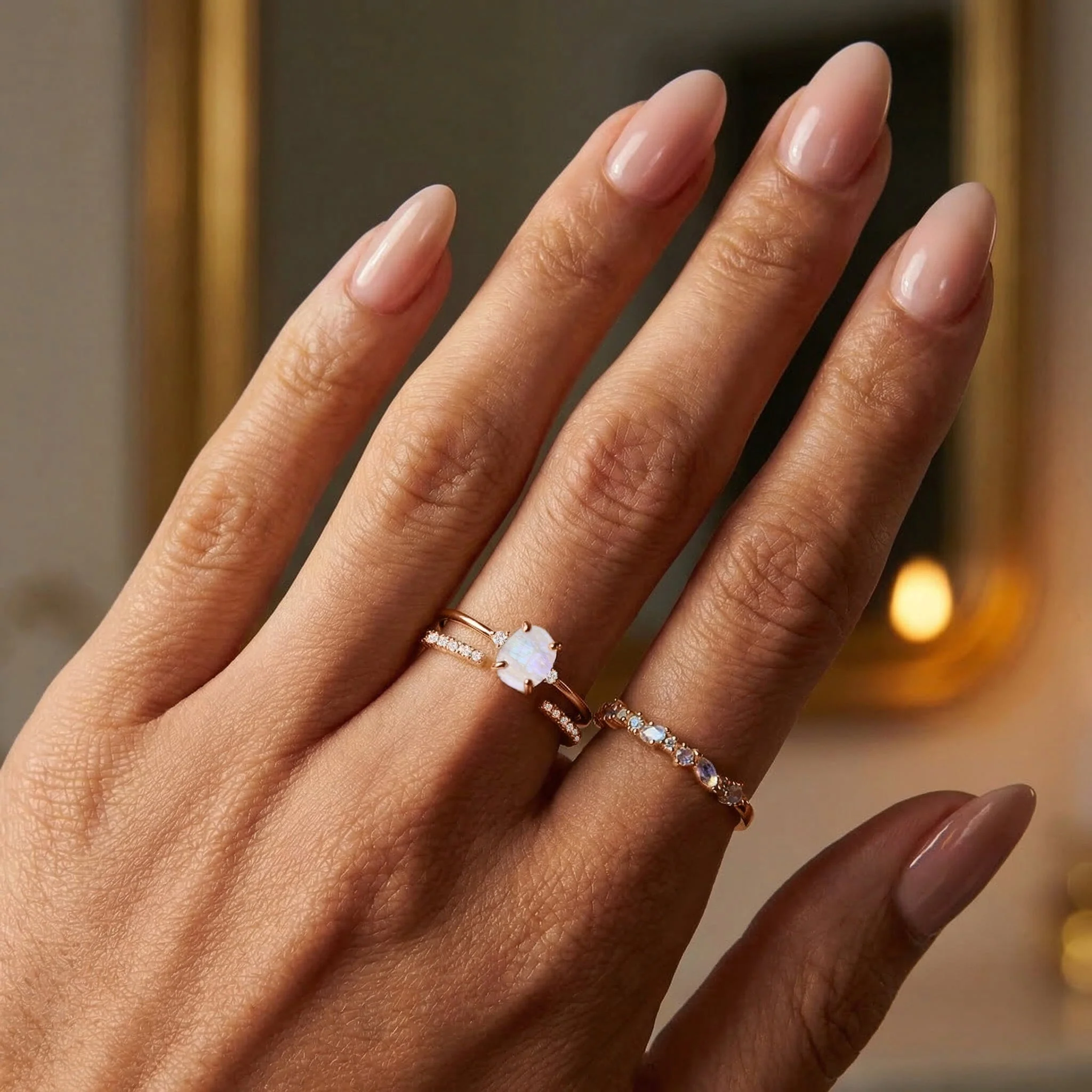 Fine Moonstone Lab Diamond Ring - Petite Raw Allure - Image 14