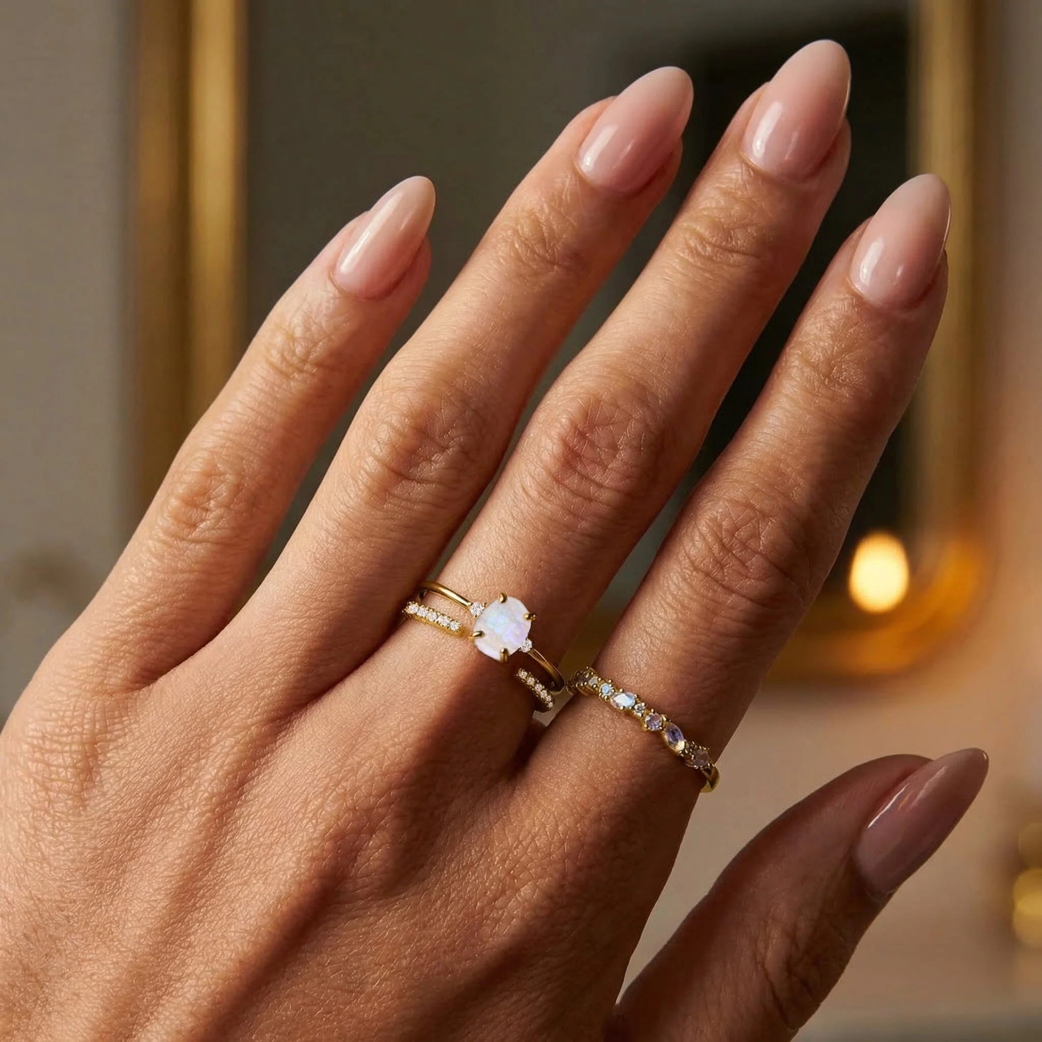 Fine Moonstone Lab Diamond Ring - Petite Raw Allure - Image 16