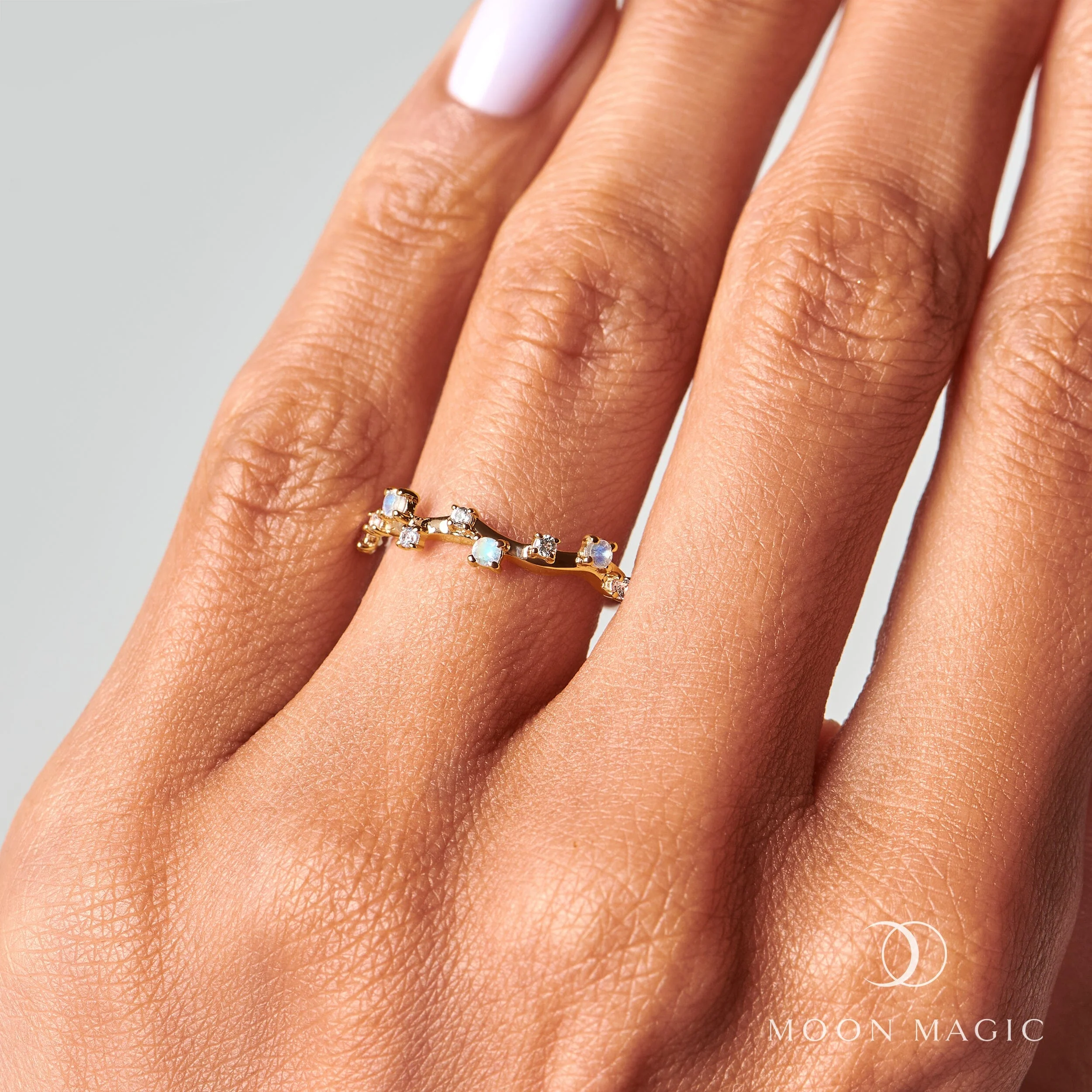 Moonstone Ring - Stardust Band - Image 6