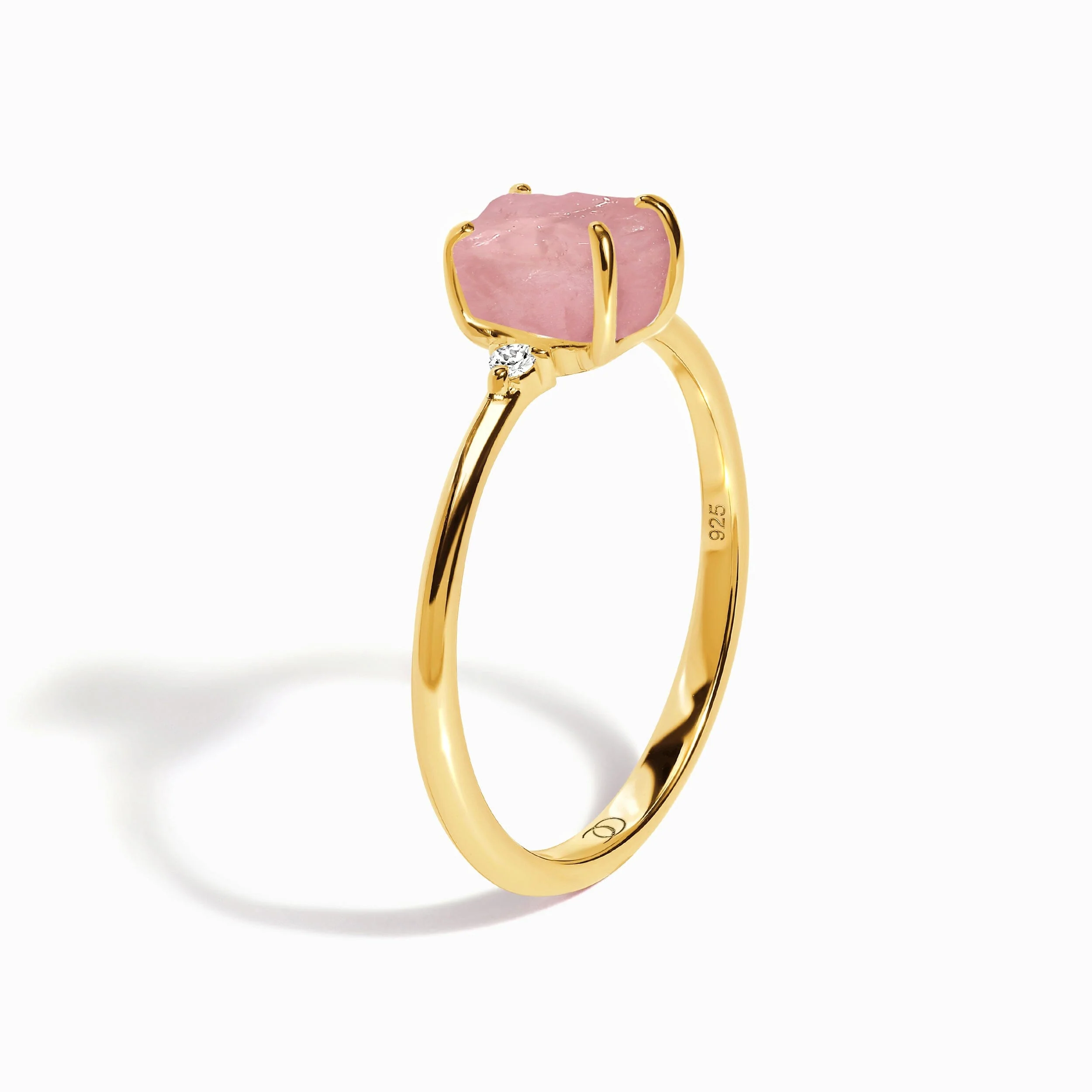 Fine Rose Quartz Lab Diamond Ring - Petite Raw Allure - Image 14
