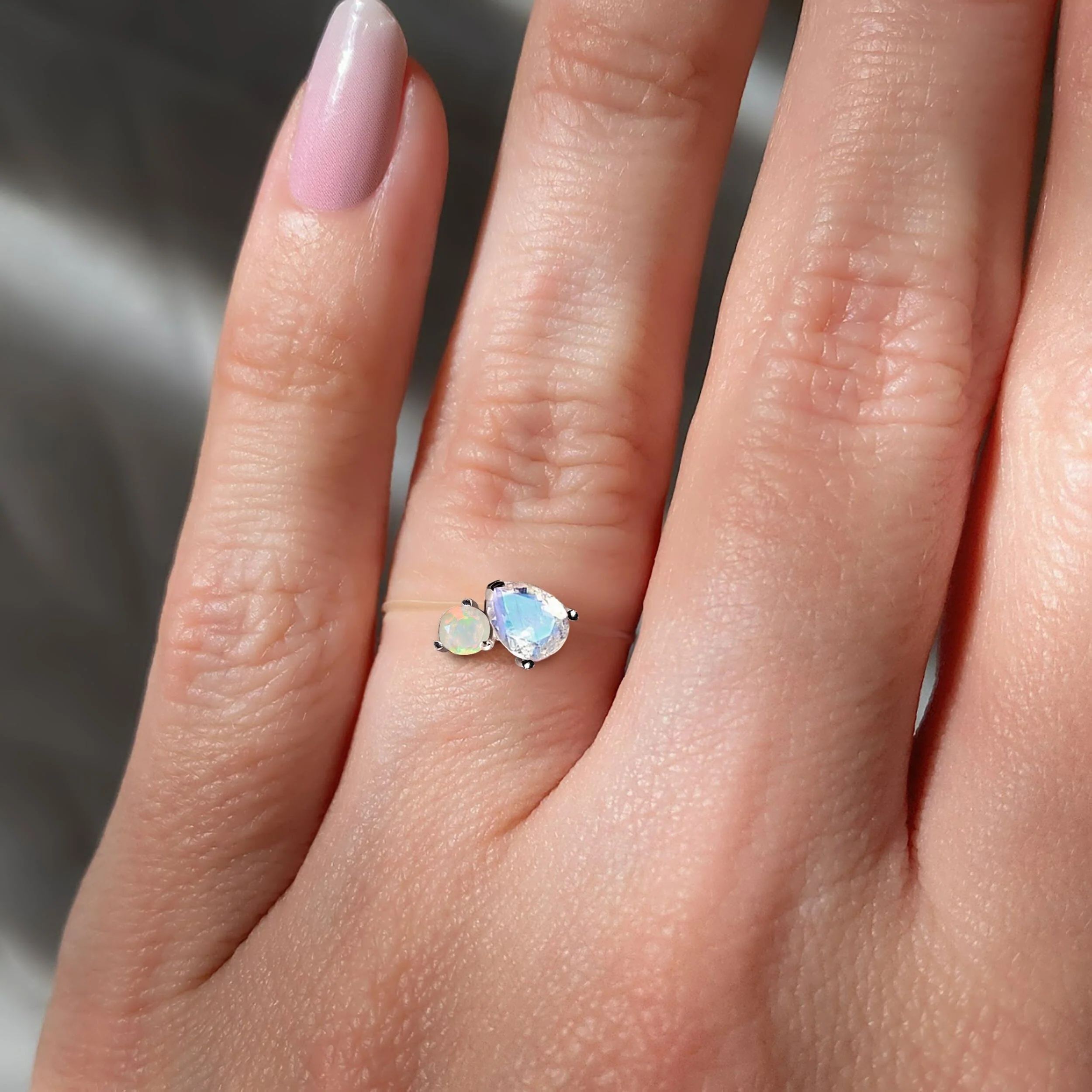Floating Ring - Toi Et Moi Moonstone & Opal - Image 25