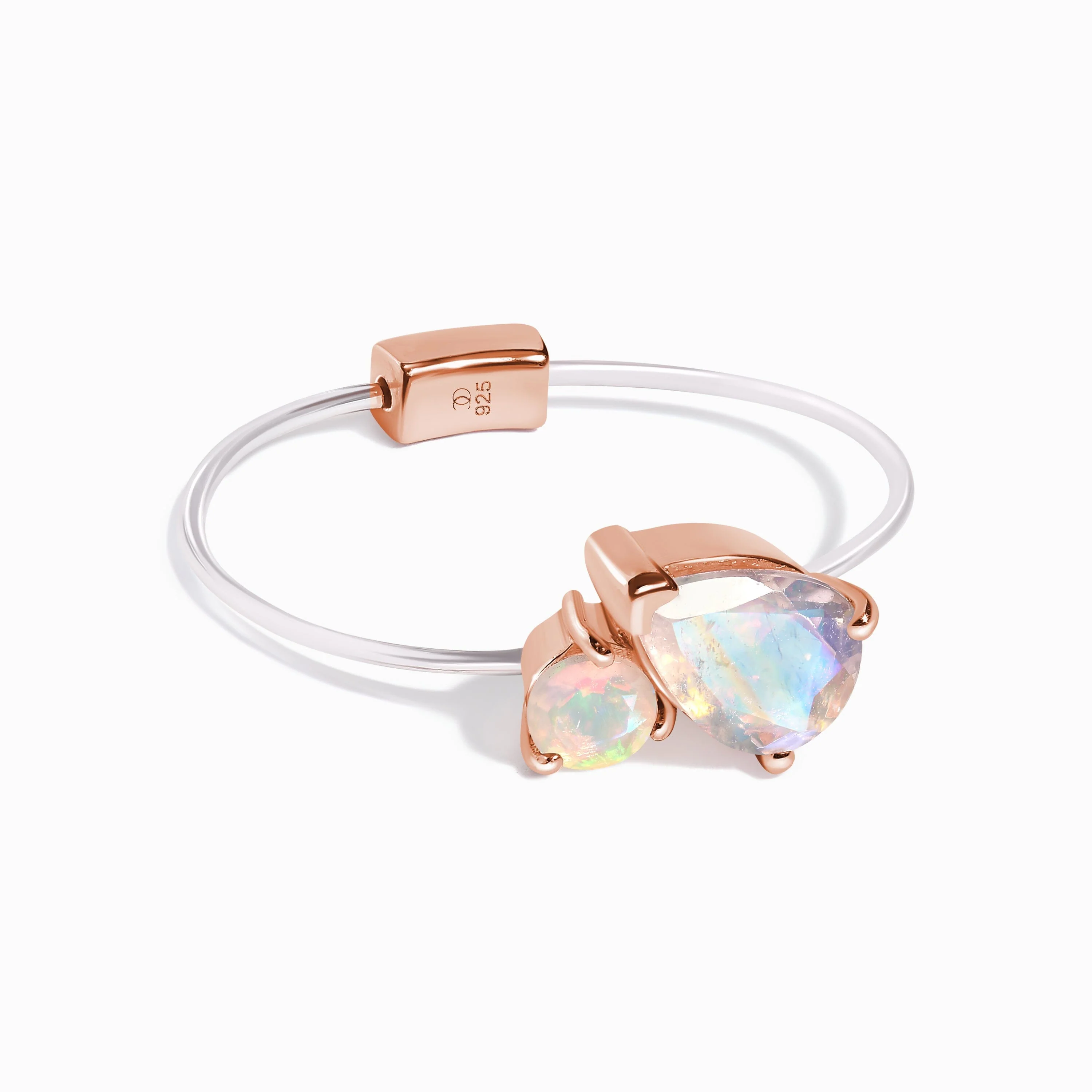 Floating Ring - Toi Et Moi Moonstone & Opal - Image 5