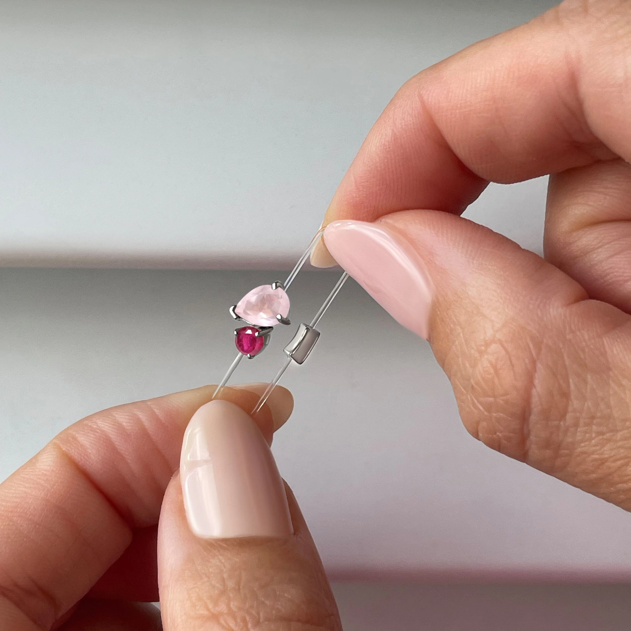 Floating Ring - Toi Et Moi Rose Quartz & Ruby - Image 10