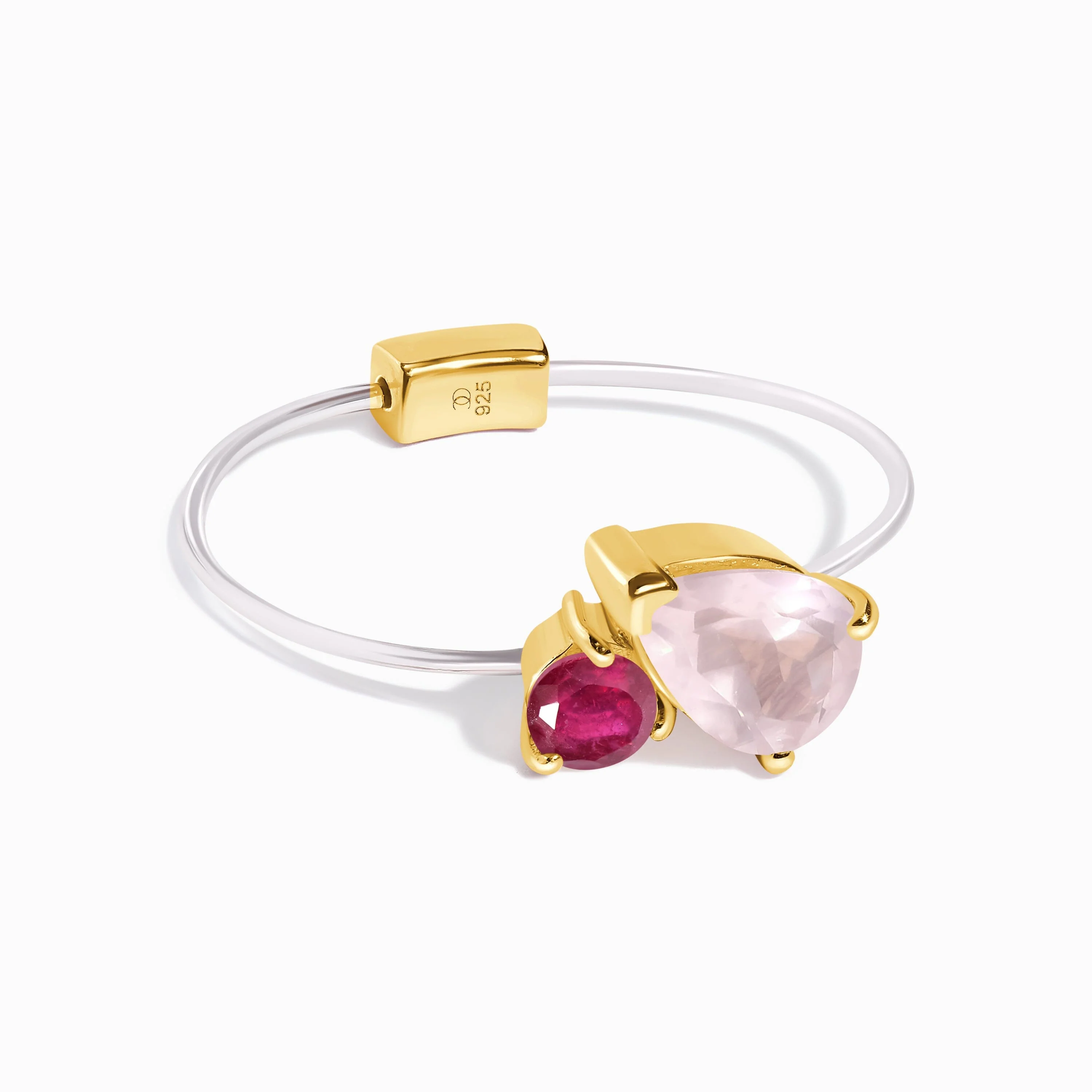 Floating Ring - Toi Et Moi Rose Quartz & Ruby - Image 5