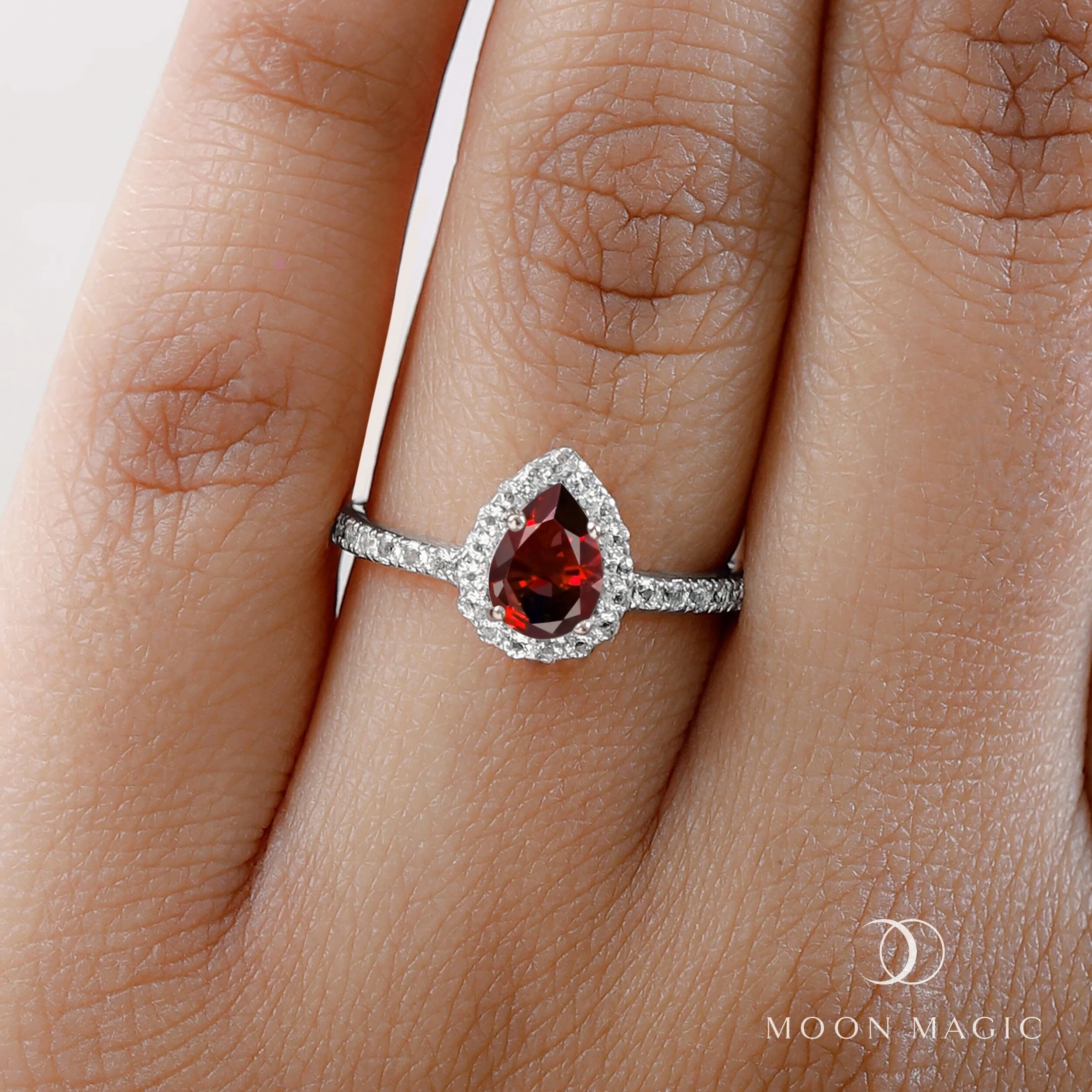Garnet Diamond Ring - Tear of Joy - Image 4