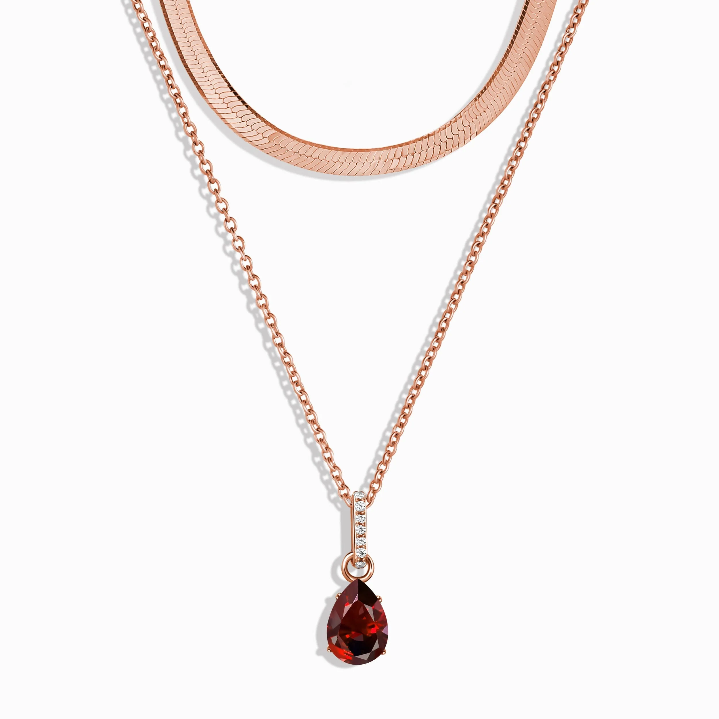 Garnet January Birthstone Sway Necklace & Herringbone Chain - Image 3