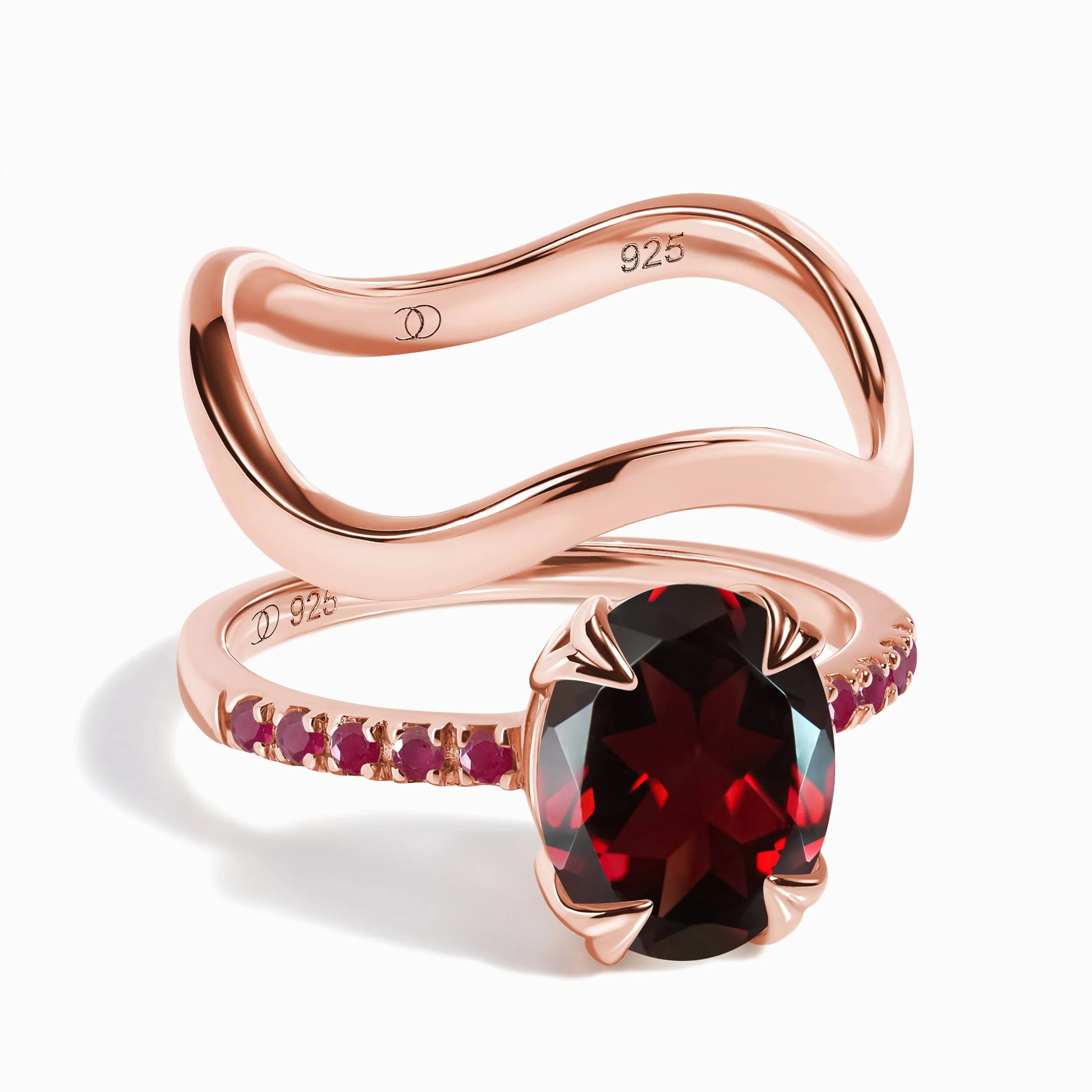Garnet Ruby Harlow Ring & Waves Band - Image 3