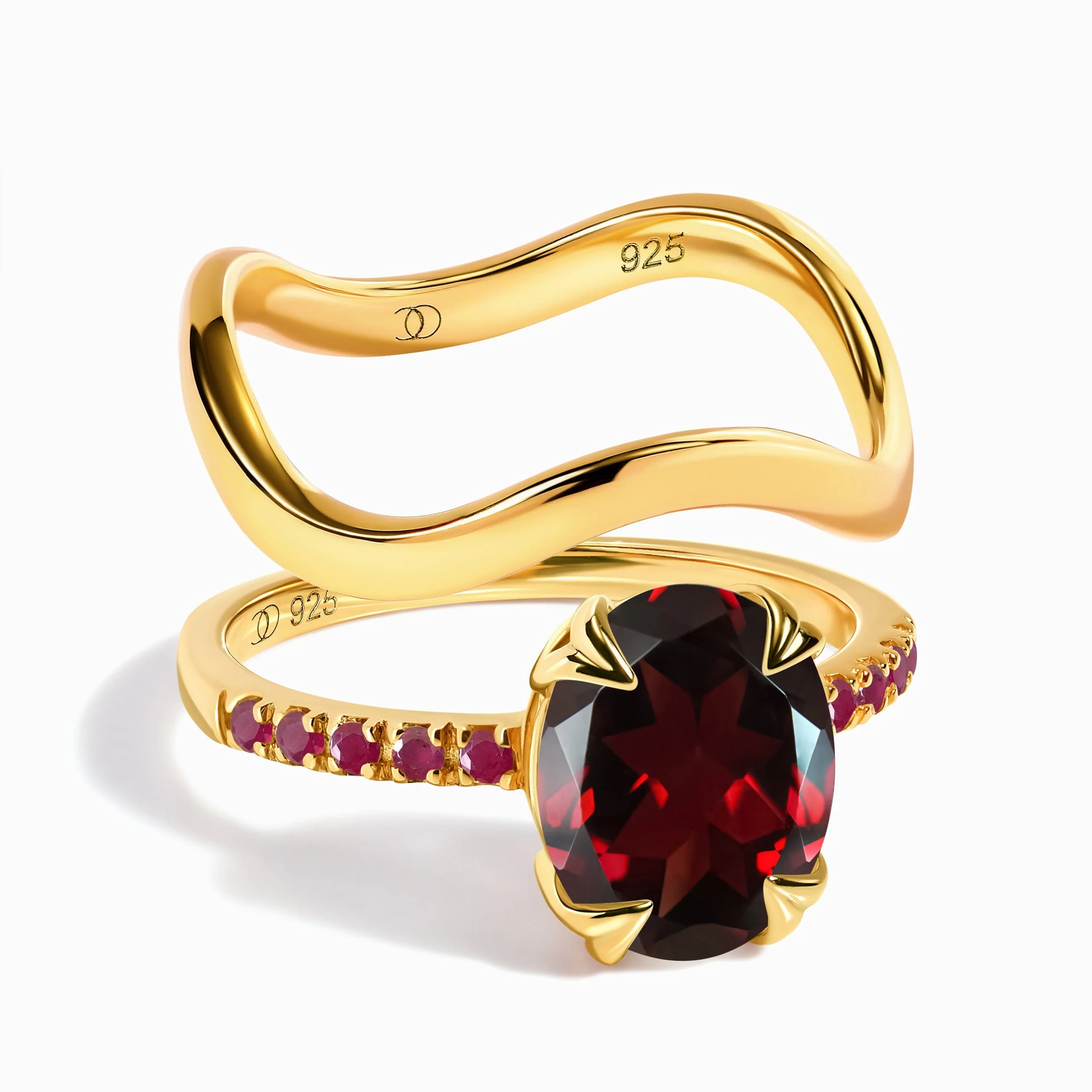 Garnet Ruby Harlow Ring & Waves Band - Image 5