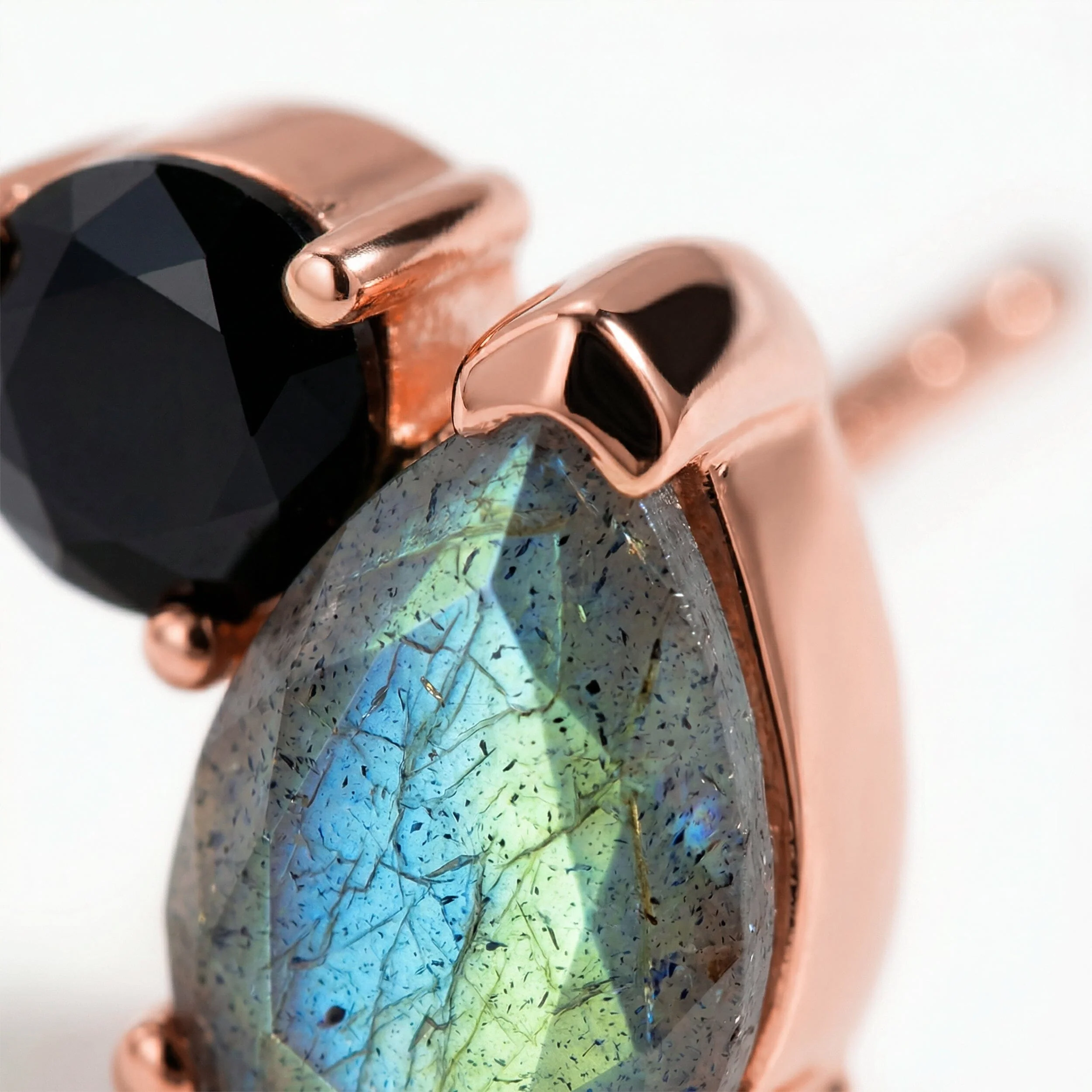 Labradorite Black Obsidian Studs - Toi Et Moi - Image 10