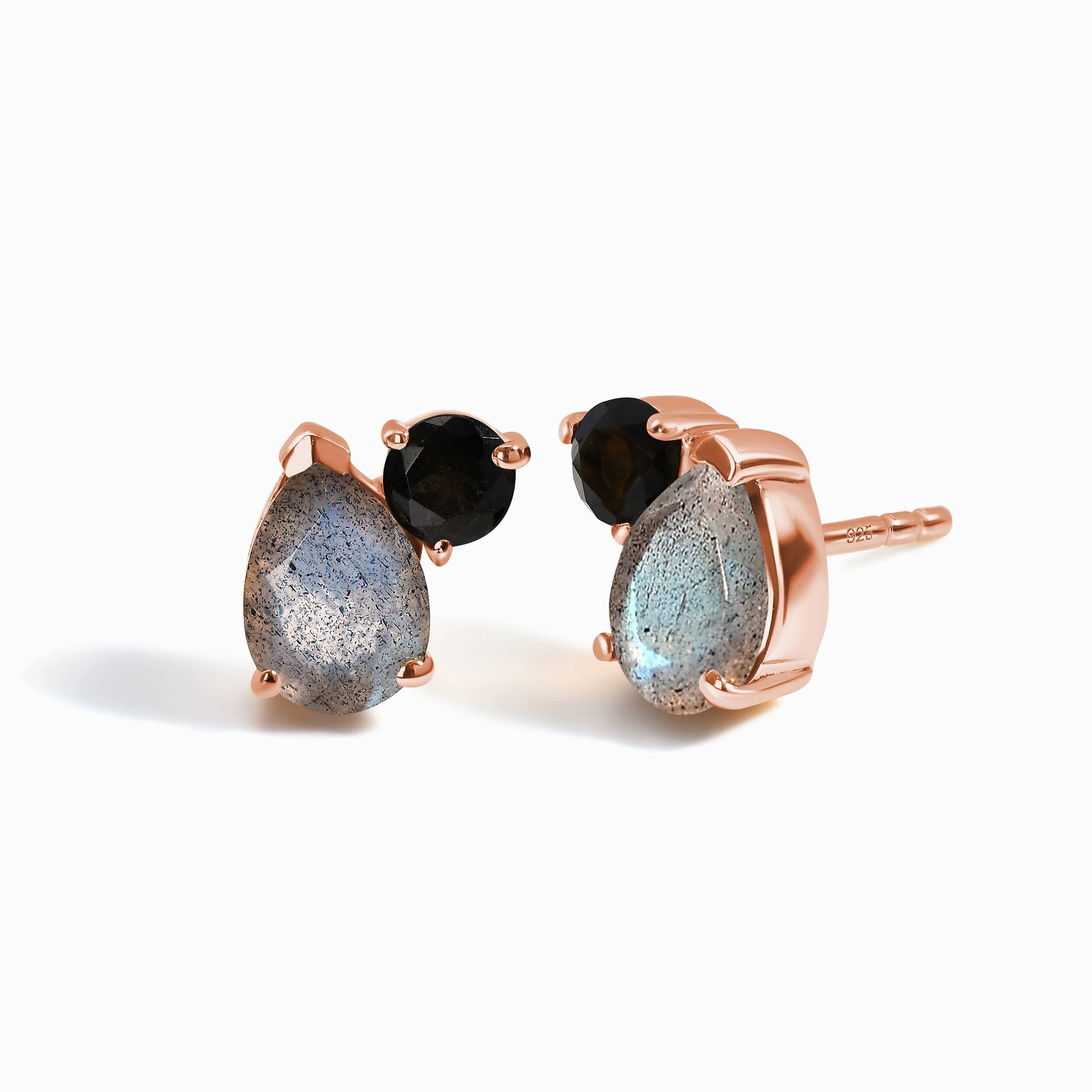 Labradorite Black Obsidian Studs - Toi Et Moi - Image 3