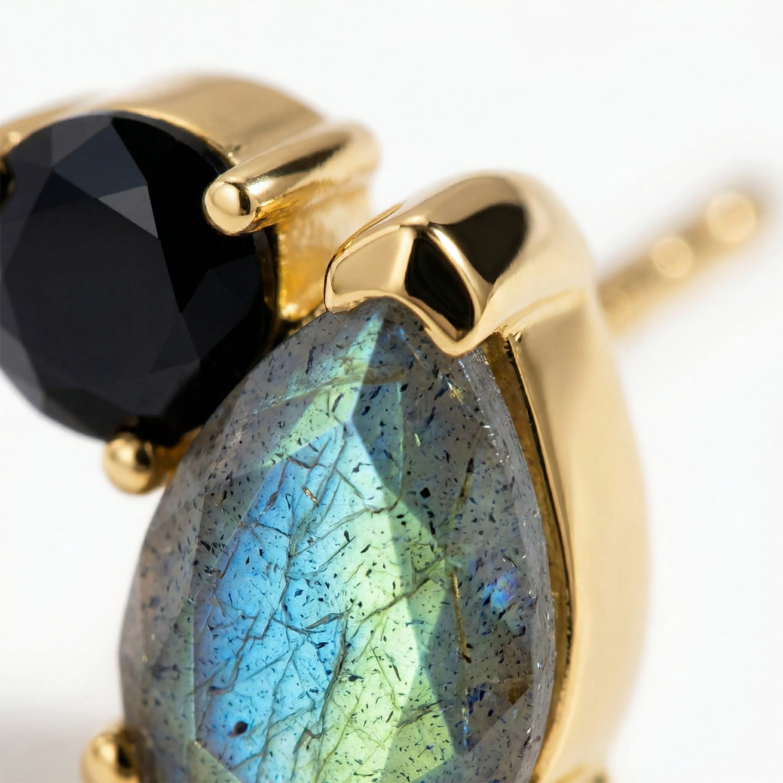 Labradorite Black Obsidian Studs - Toi Et Moi - Image 9