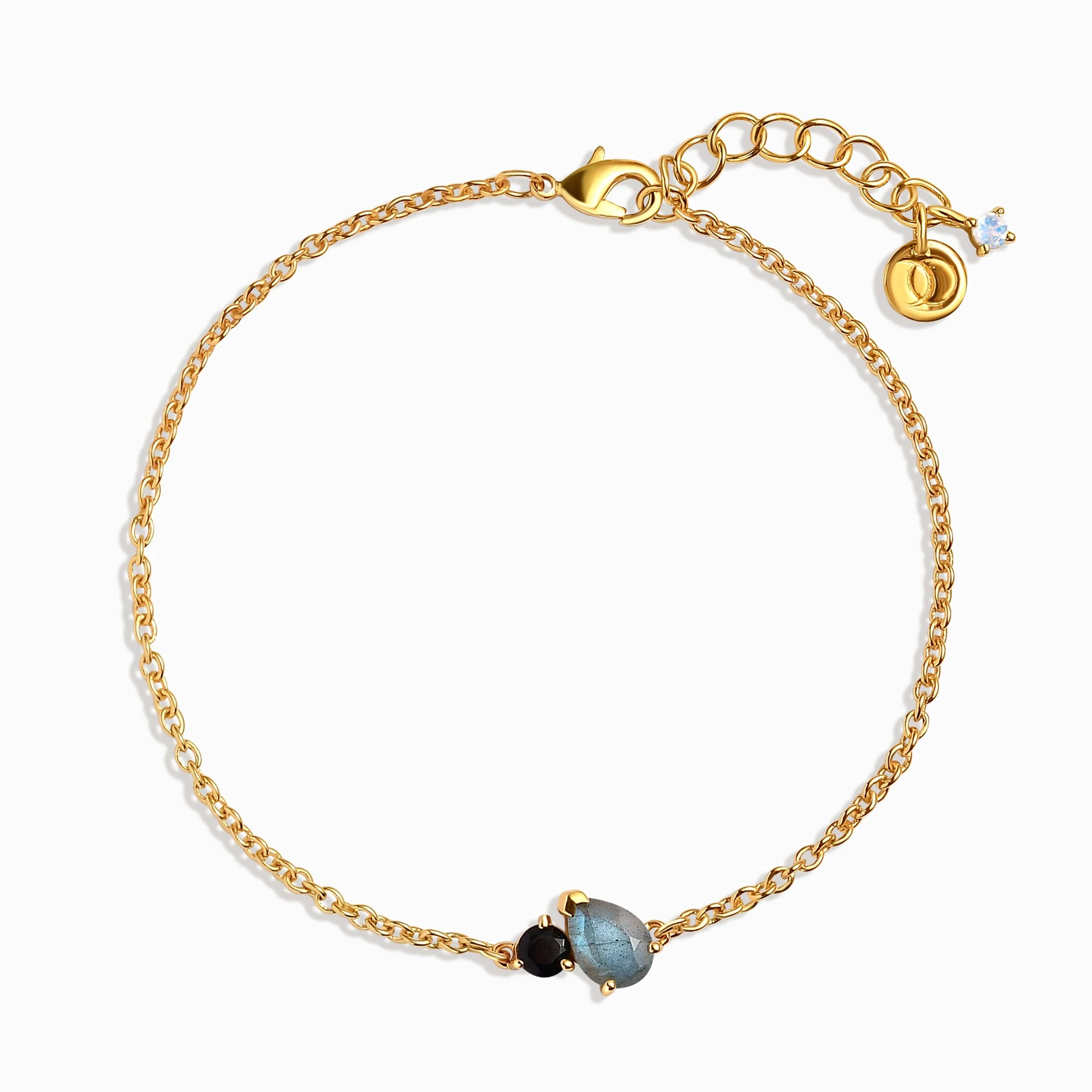 Labradorite & Black Obsidian - Toi Et Moi Bracelet - Image 5
