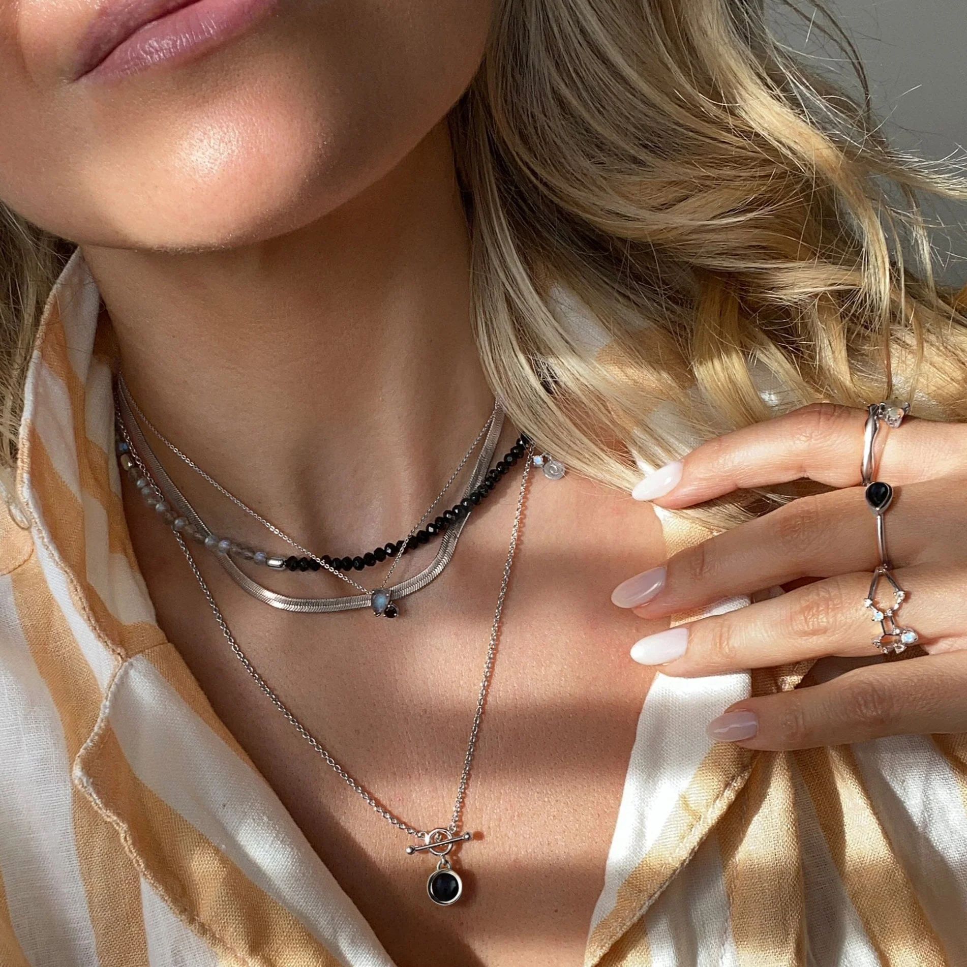Labradorite & Black Obsidian - Toi Et Moi Necklace - Image 11
