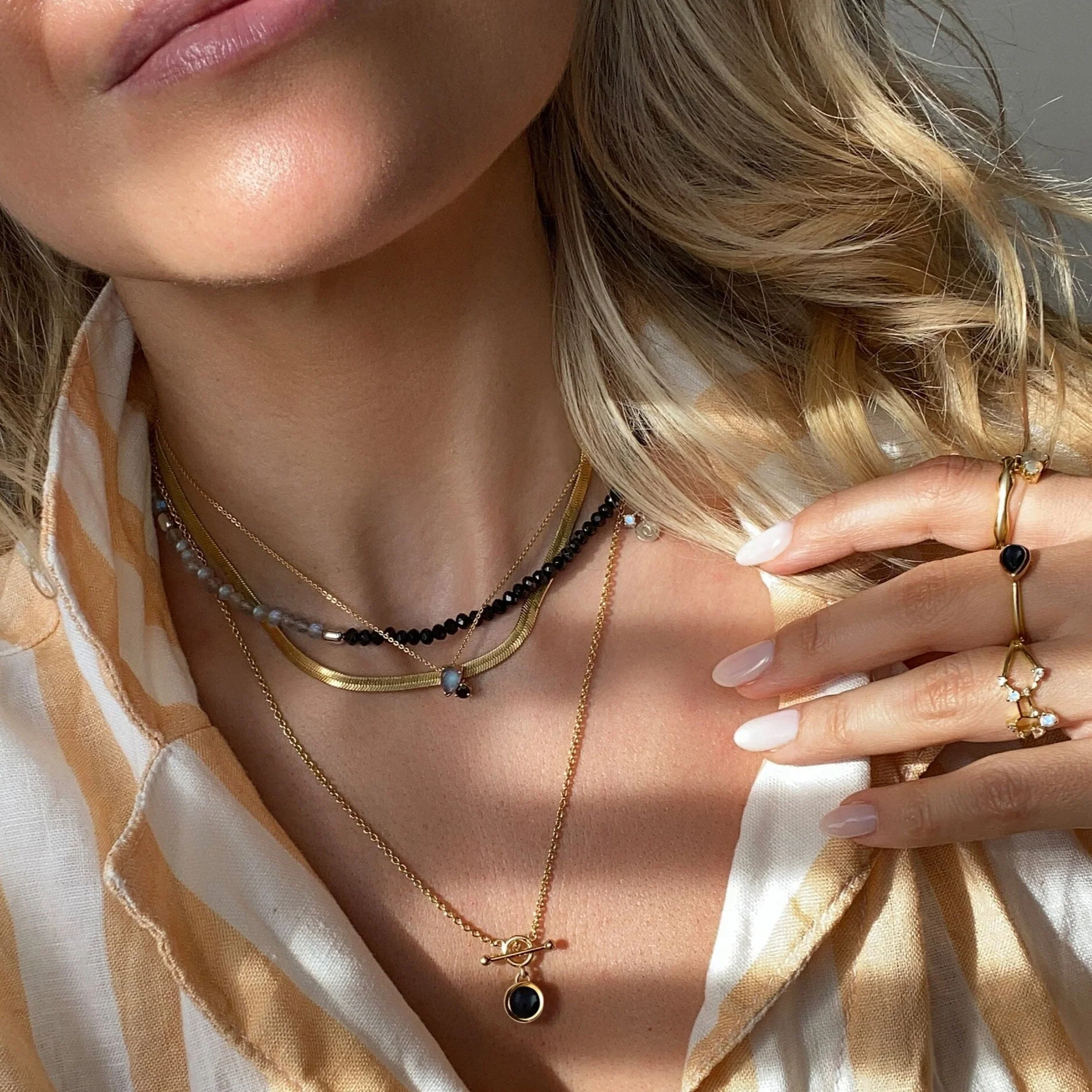 Labradorite & Black Obsidian - Toi Et Moi Necklace - Image 17