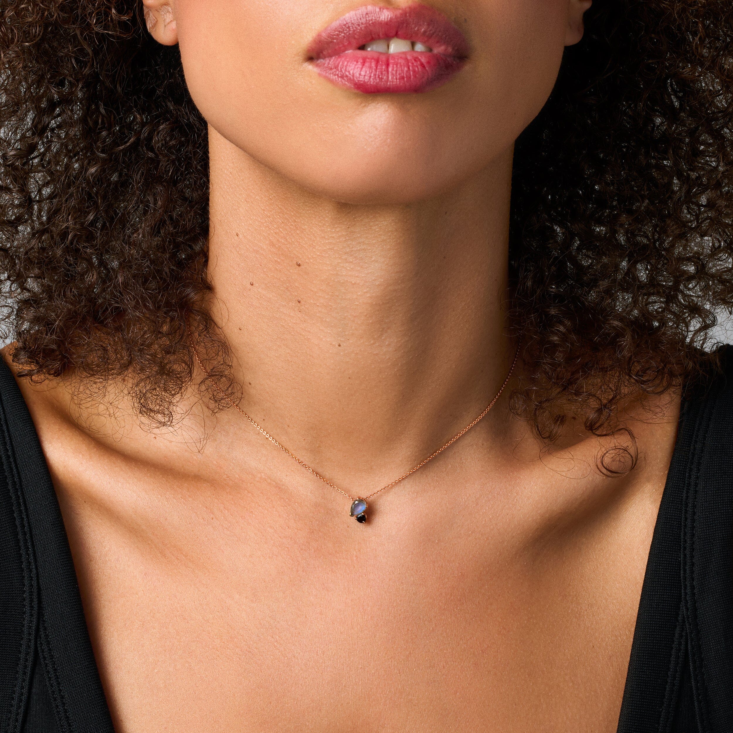 Labradorite & Black Obsidian - Toi Et Moi Necklace - Image 4