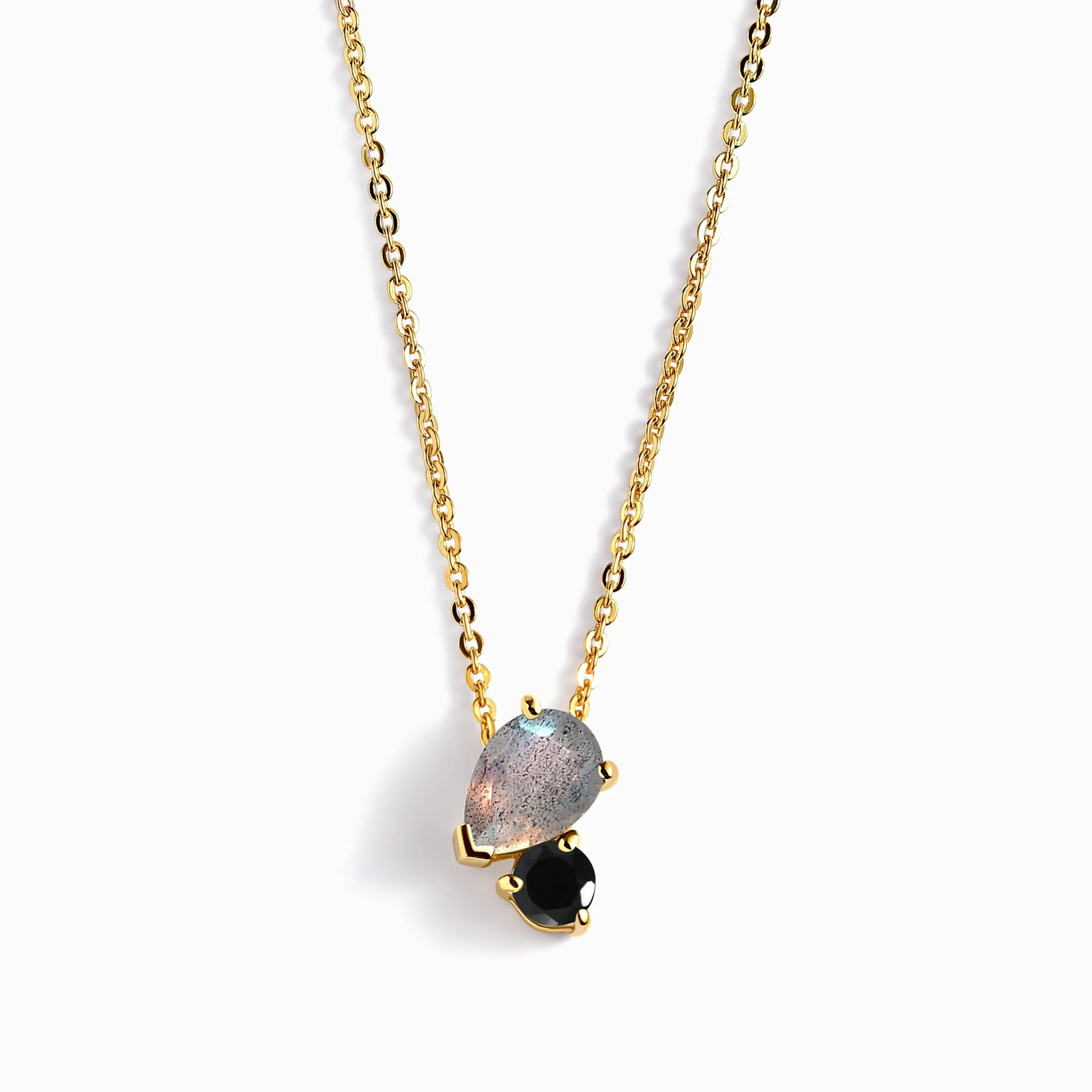 Labradorite & Black Obsidian - Toi Et Moi Necklace - Image 5
