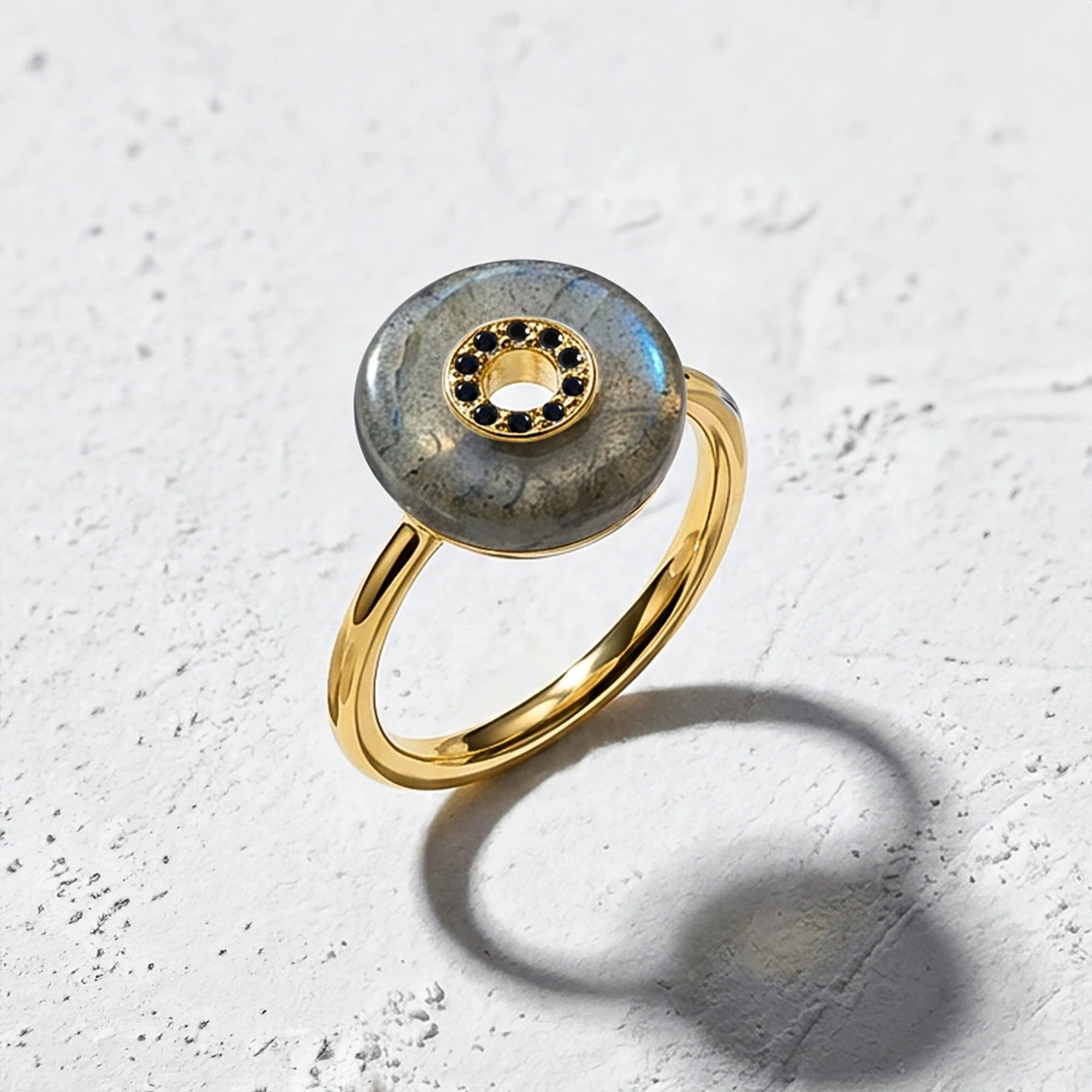 Labradorite Black Spinel Fidget Ring - Liora - Image 29