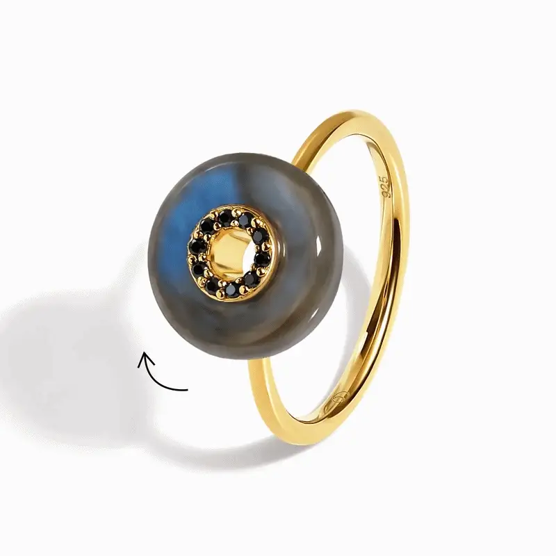 Labradorite Black Spinel Fidget Ring - Liora - Image 5