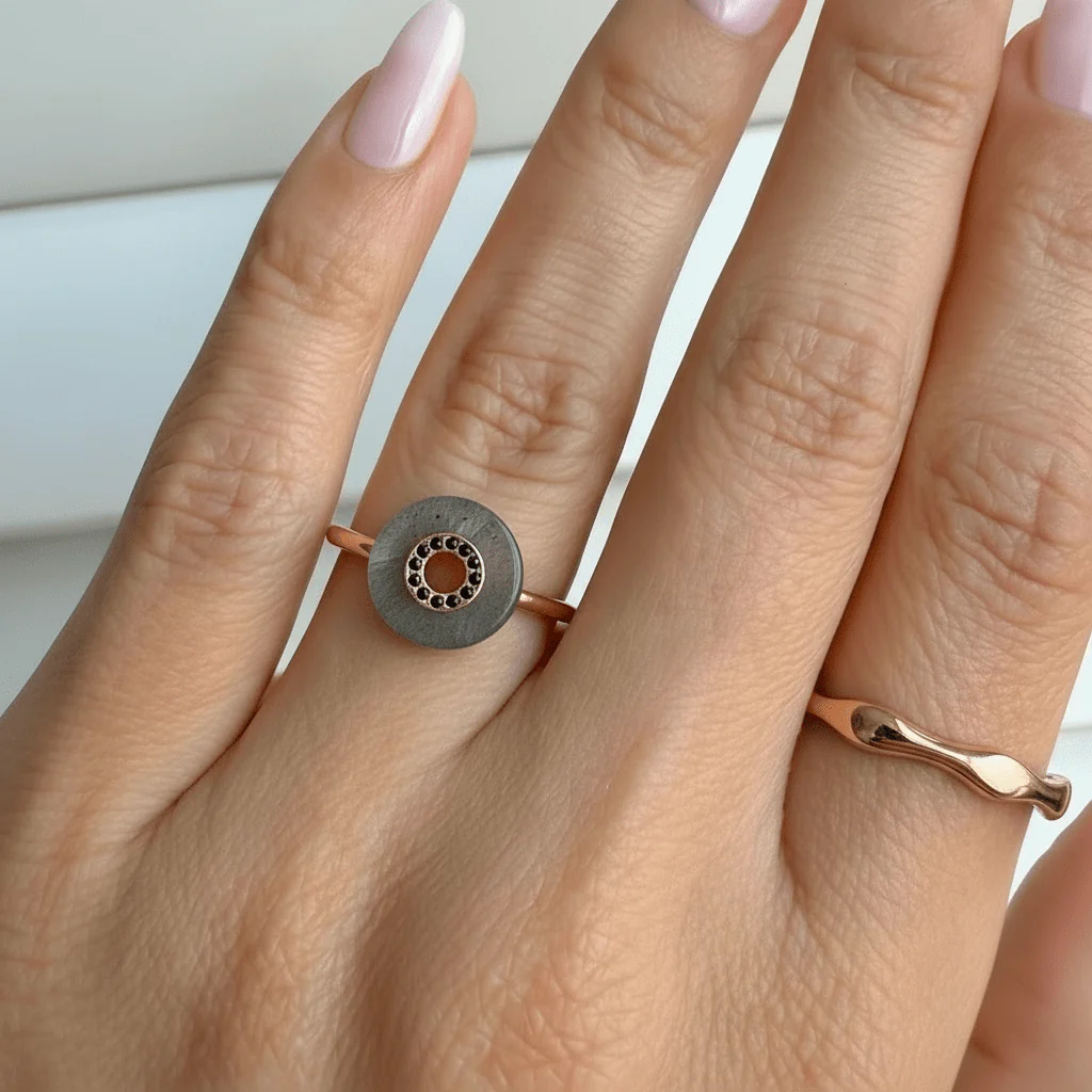 Labradorite Black Spinel Fidget Ring - Liora - Image 9