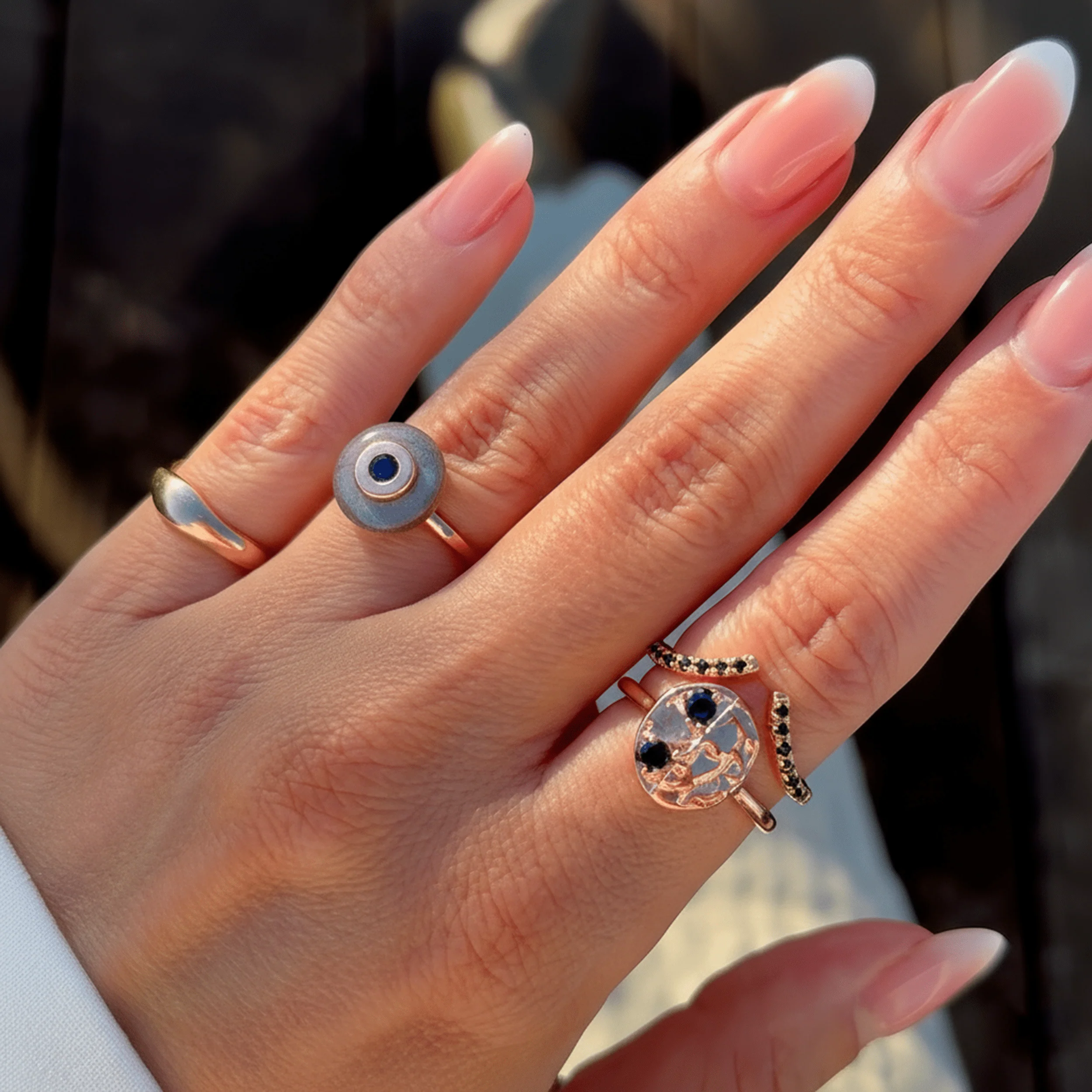 Labradorite Black Spinel Fidget Ring - Ora - Image 19