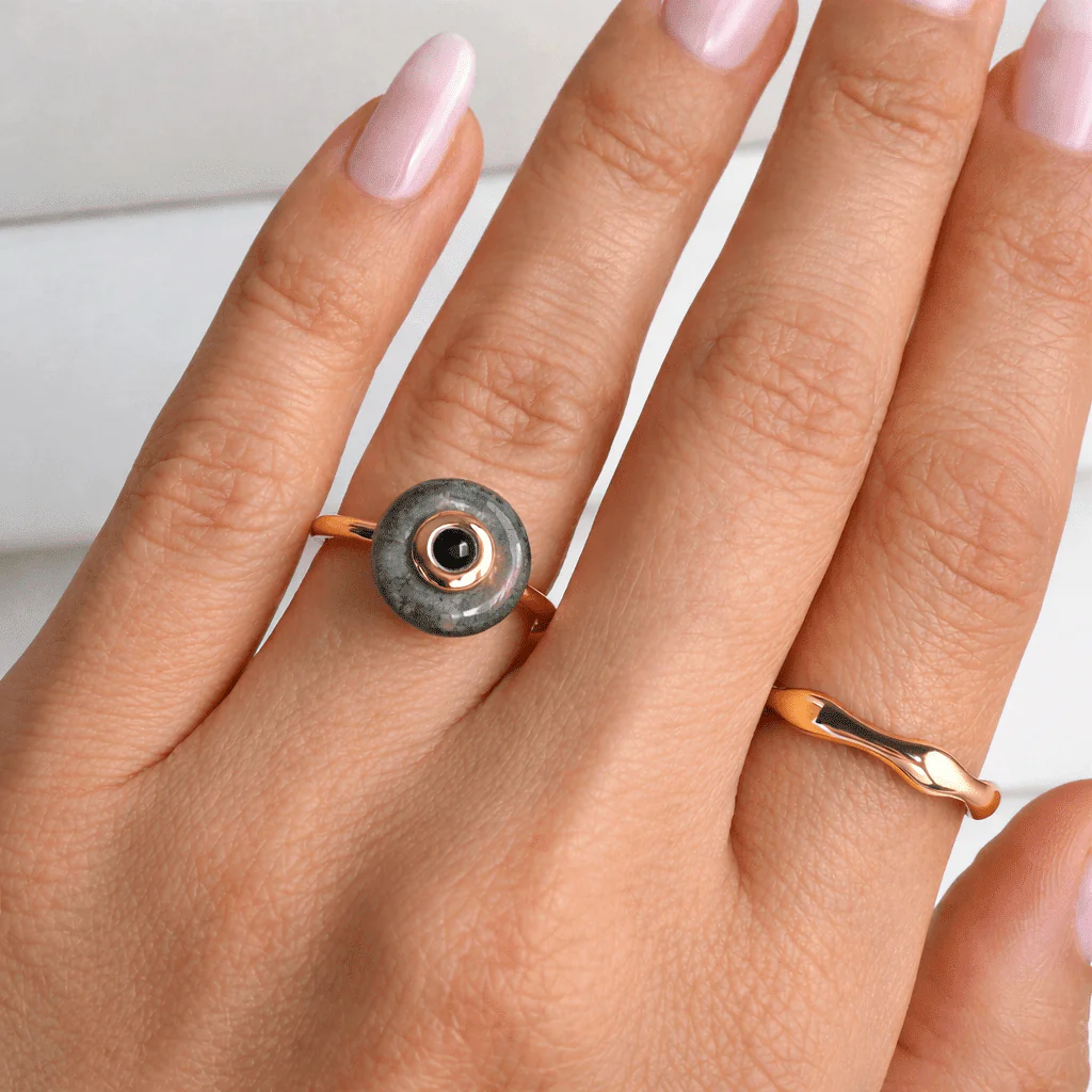 Labradorite Black Spinel Fidget Ring - Ora - Image 26