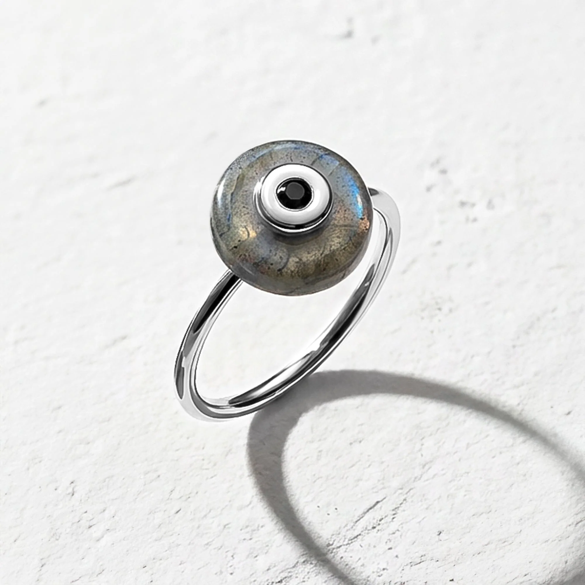 Labradorite Black Spinel Fidget Ring - Ora - Image 27