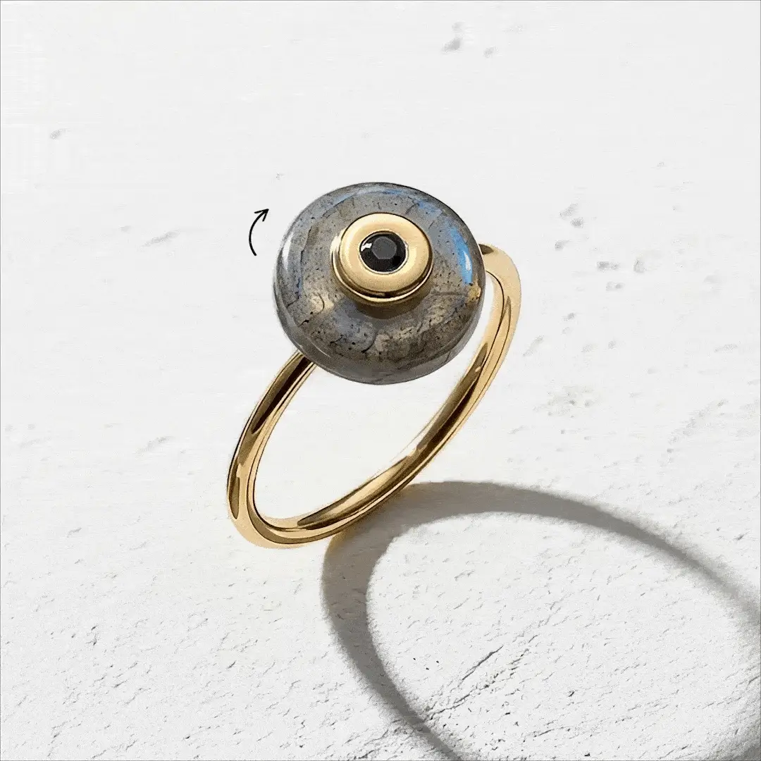 Labradorite Black Spinel Fidget Ring - Ora - Image 30