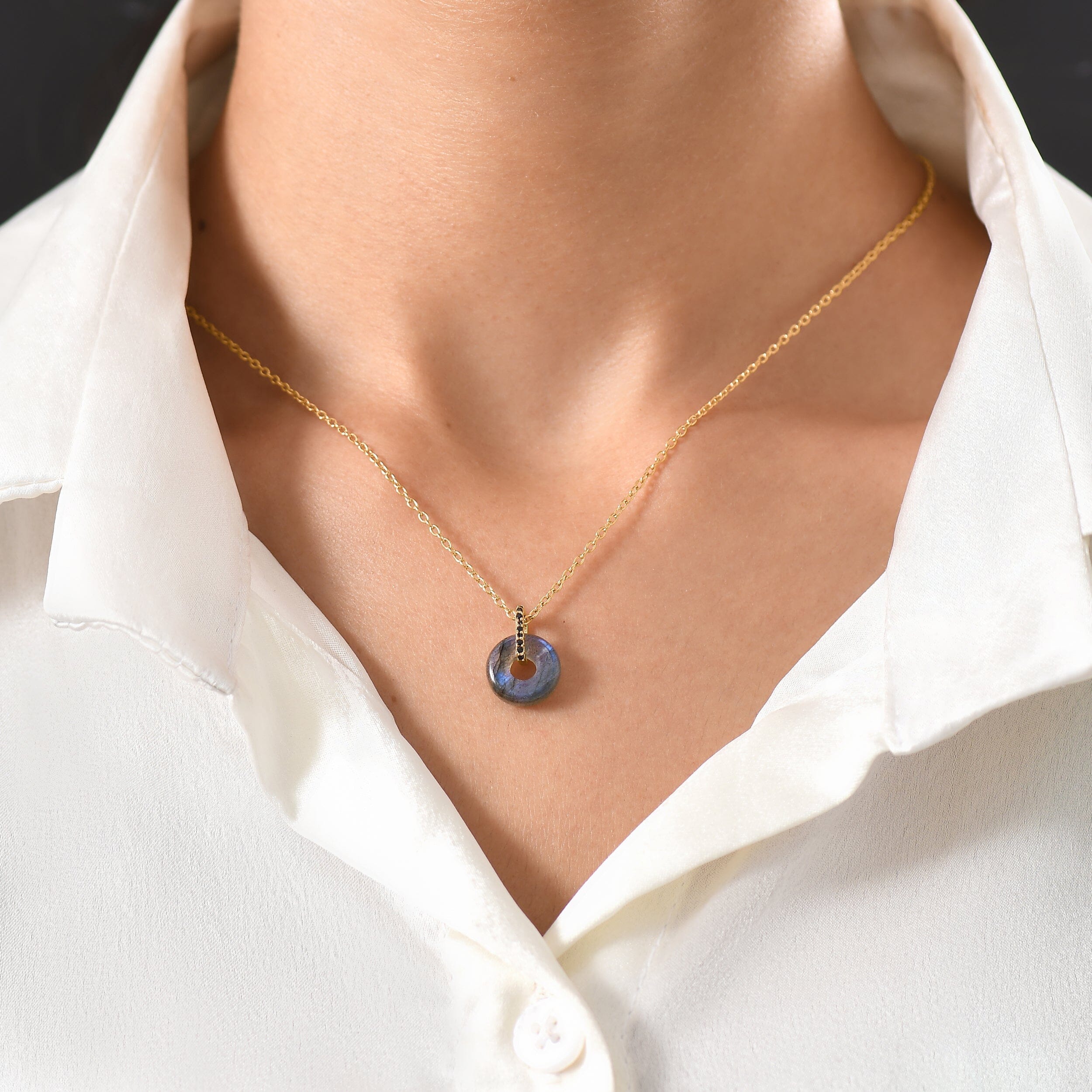 Labradorite Black Spinel Necklace - Liora - Image 22