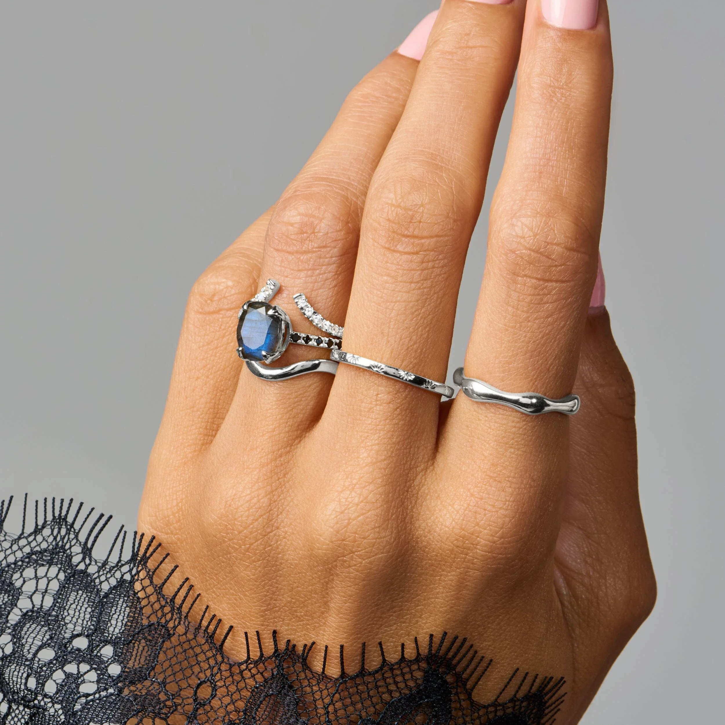 Labradorite Black Spinel Ring - Harlow - Image 9