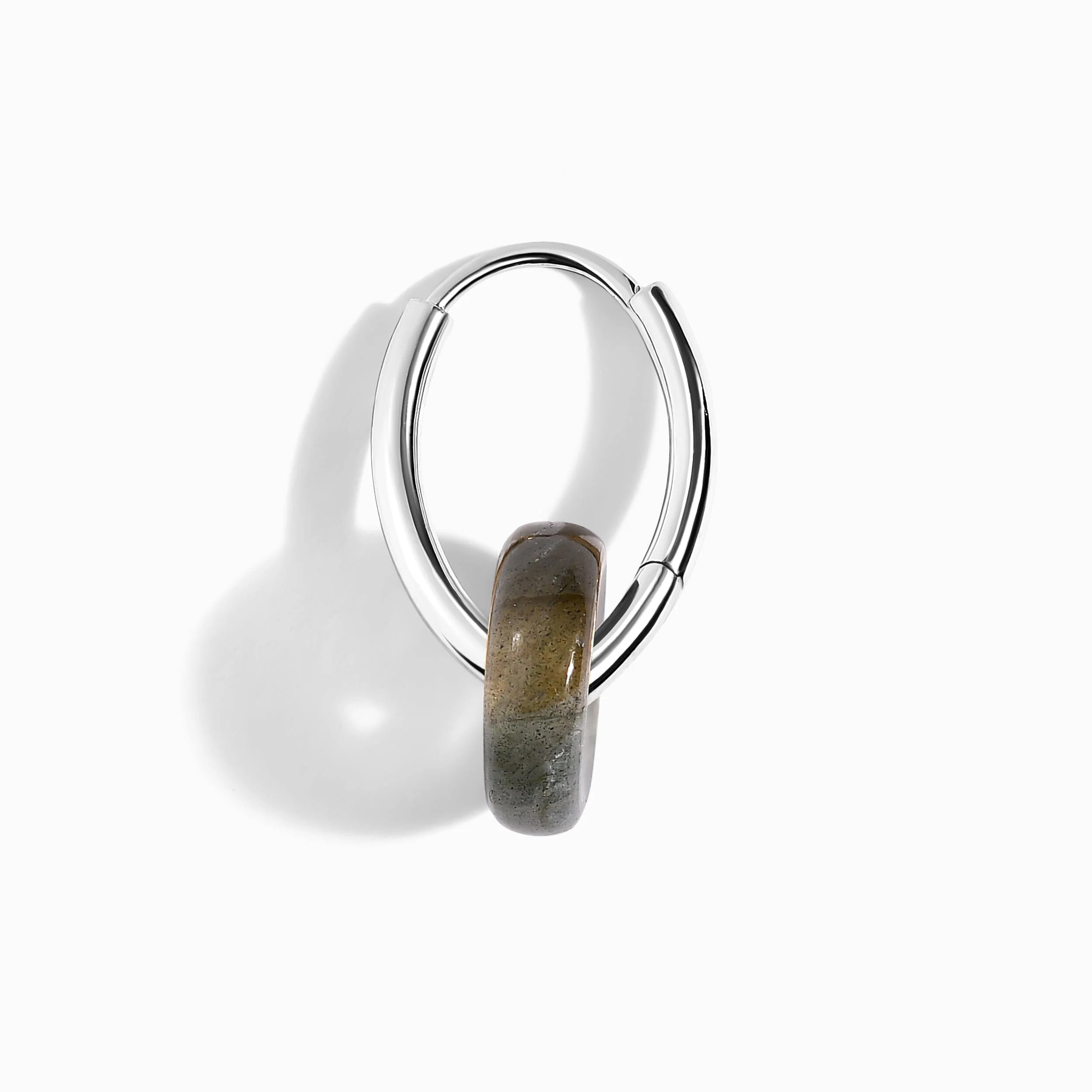 Labradorite Earrings - Circle Hoops - Image 10