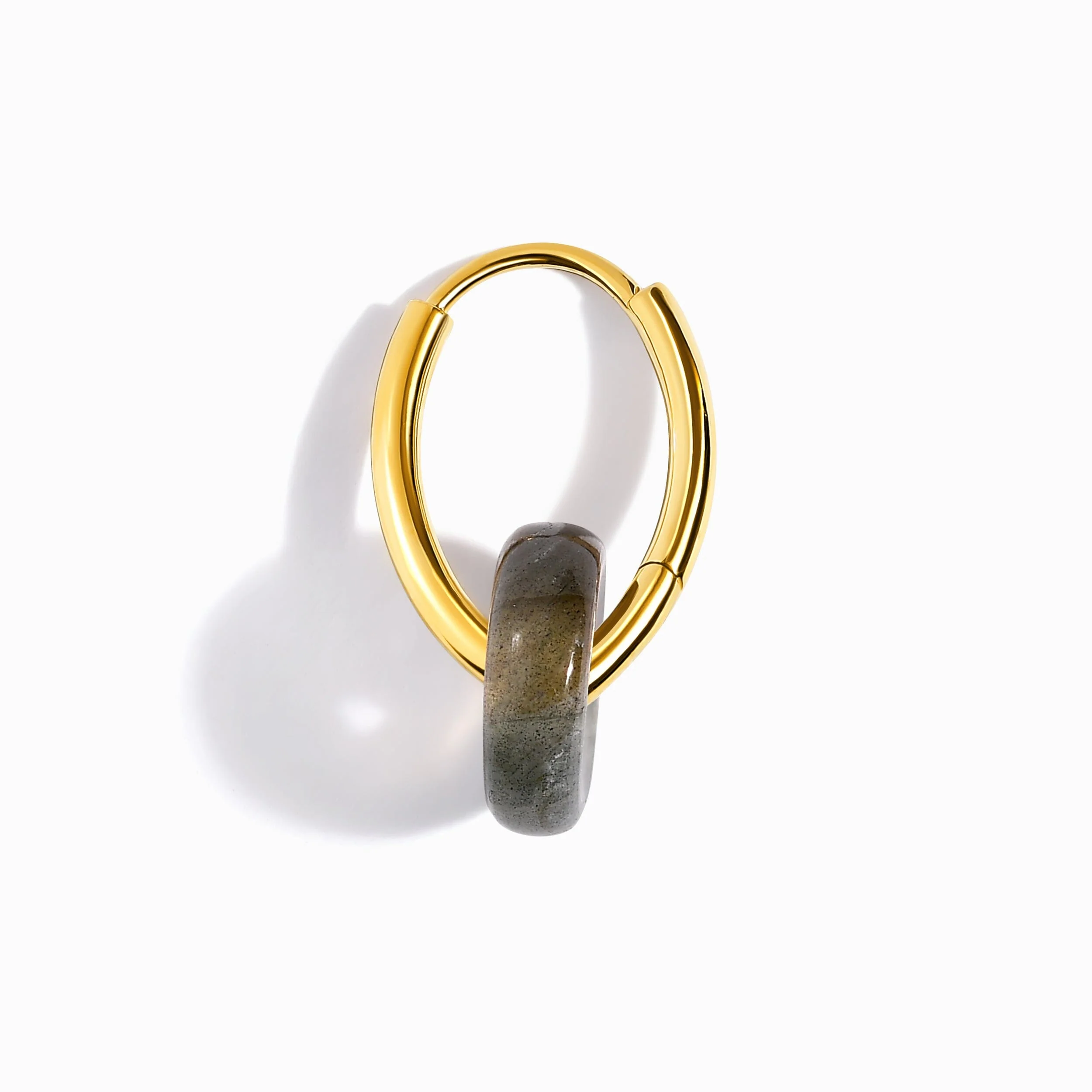 Labradorite Earrings - Circle Hoops - Image 11