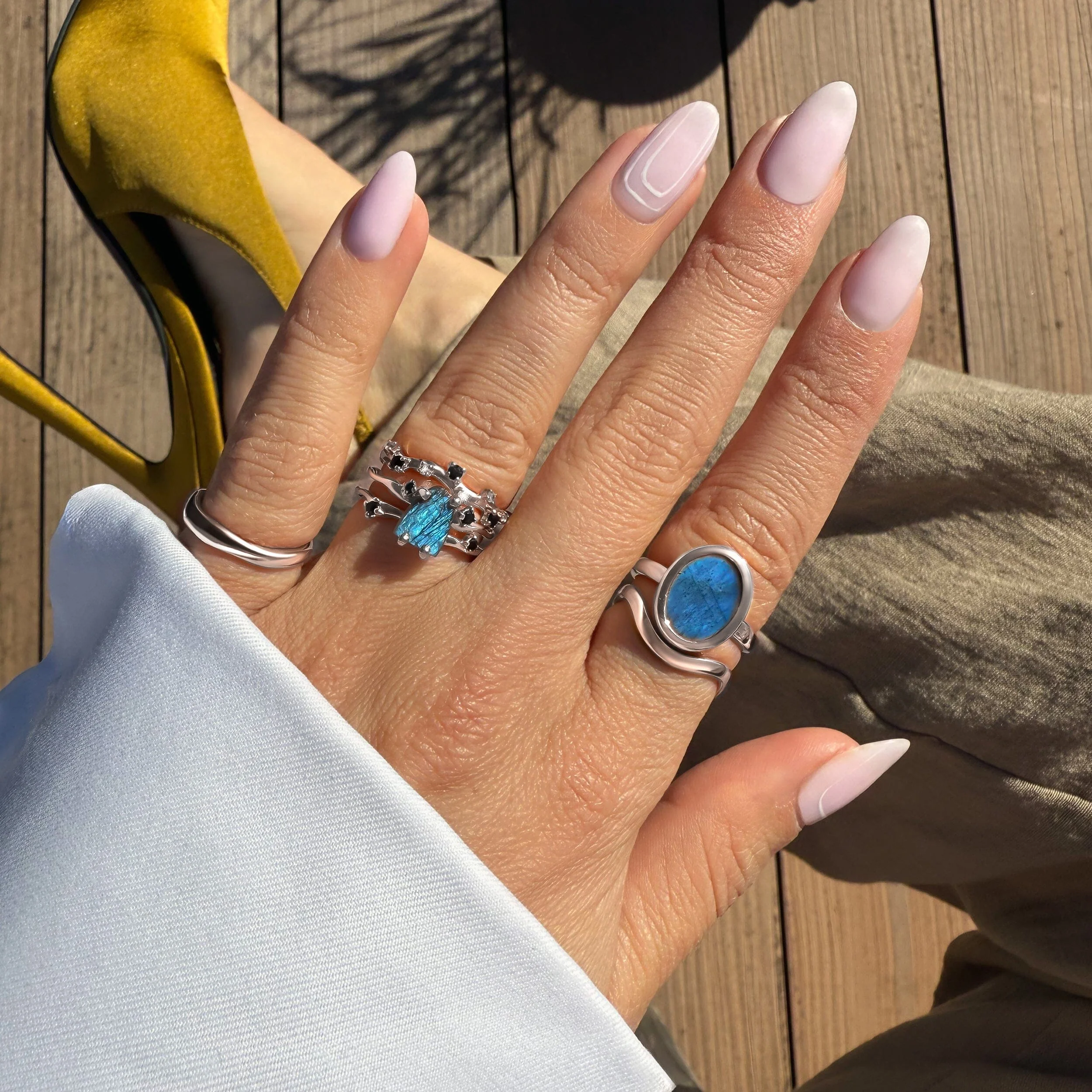 Labradorite Flow Ring - Stardust & Waves Band - Image 9